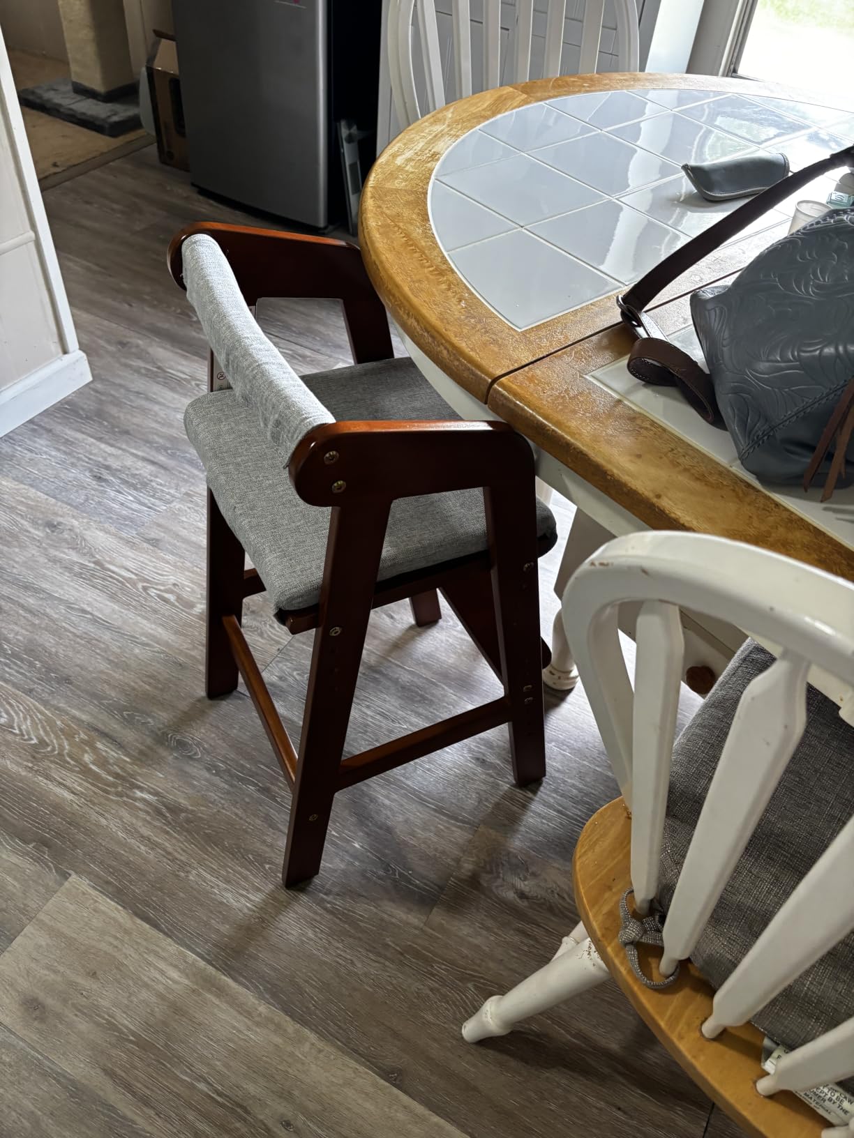 Yoleo Wooden High Chair for Toddlers to Teens, Adjustable Dining Feeding Chair with Steps Grows with Child, Max 60kg (Nut-Brown) customer photo 1