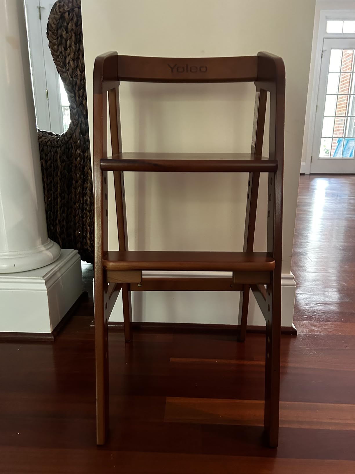 Yoleo Wooden High Chair for Toddlers to Teens, Adjustable Dining Feeding Chair with Steps Grows with Child, Max 60kg (Nut-Brown) customer photo 2