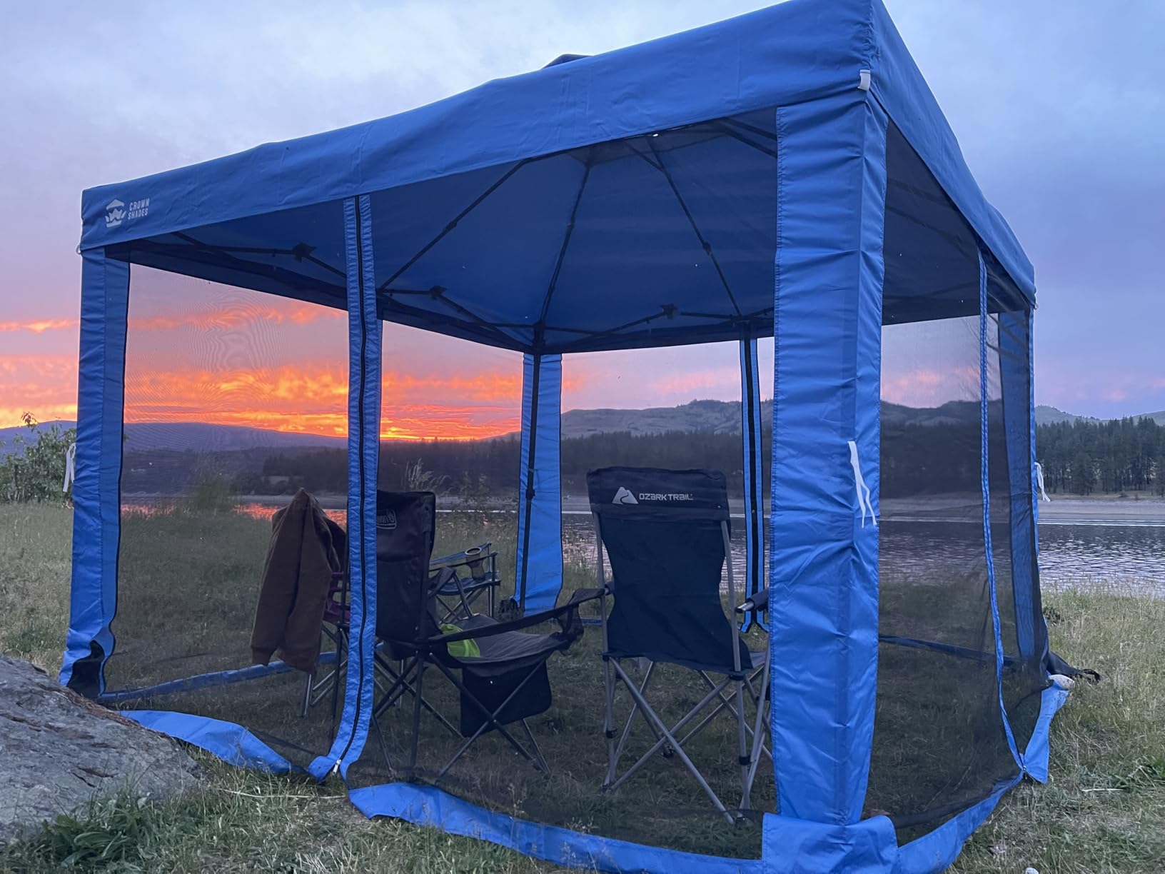 CROWN SHADES Gazebo 10x10 Pop Up Canopy with Mosquito Netting, Screen Tent with 4 Ropes, 8 Stakes, 4 Sandbags and Wheeled Storage Bag, Canopy for Patio & Backyard Parties, Camping & Events (Beige) customer photo 2