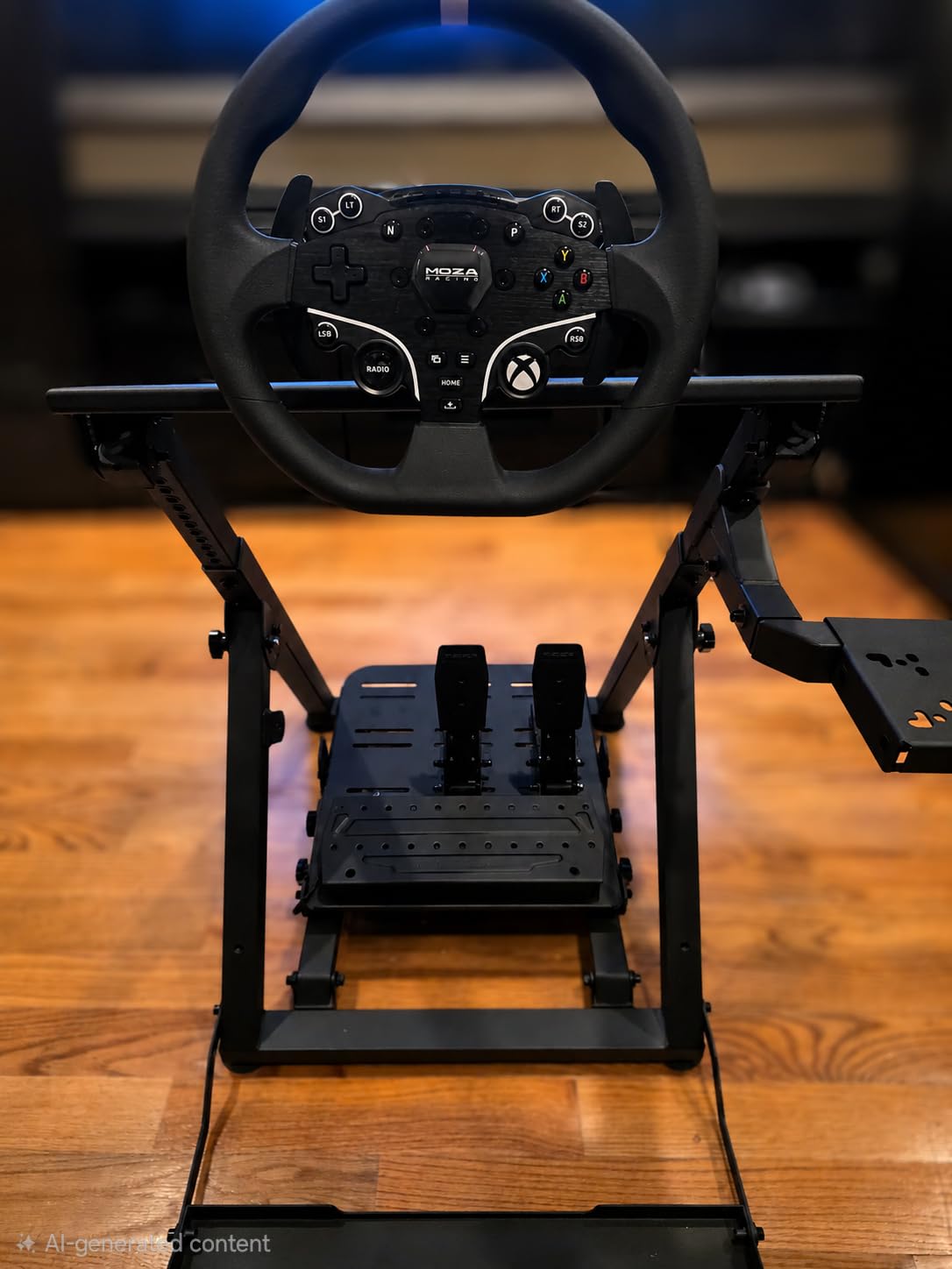 Next Level Racing Wheel Stand 2.0. Steering wheel stand for Thrustmaster, Fanatec, moza Racing on PC and video game consoles. Upgradeable to full cockpit with GTSeat add-on (not included) customer photo 1