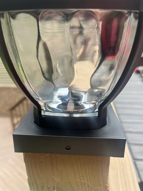 Home Zone Security Solar Post Cap Lights - Decorative Glass LED Outdoor 4x4 (3.5 x 3.5 in.) Post Lights, Bronze (2-Pack) customer photo 1