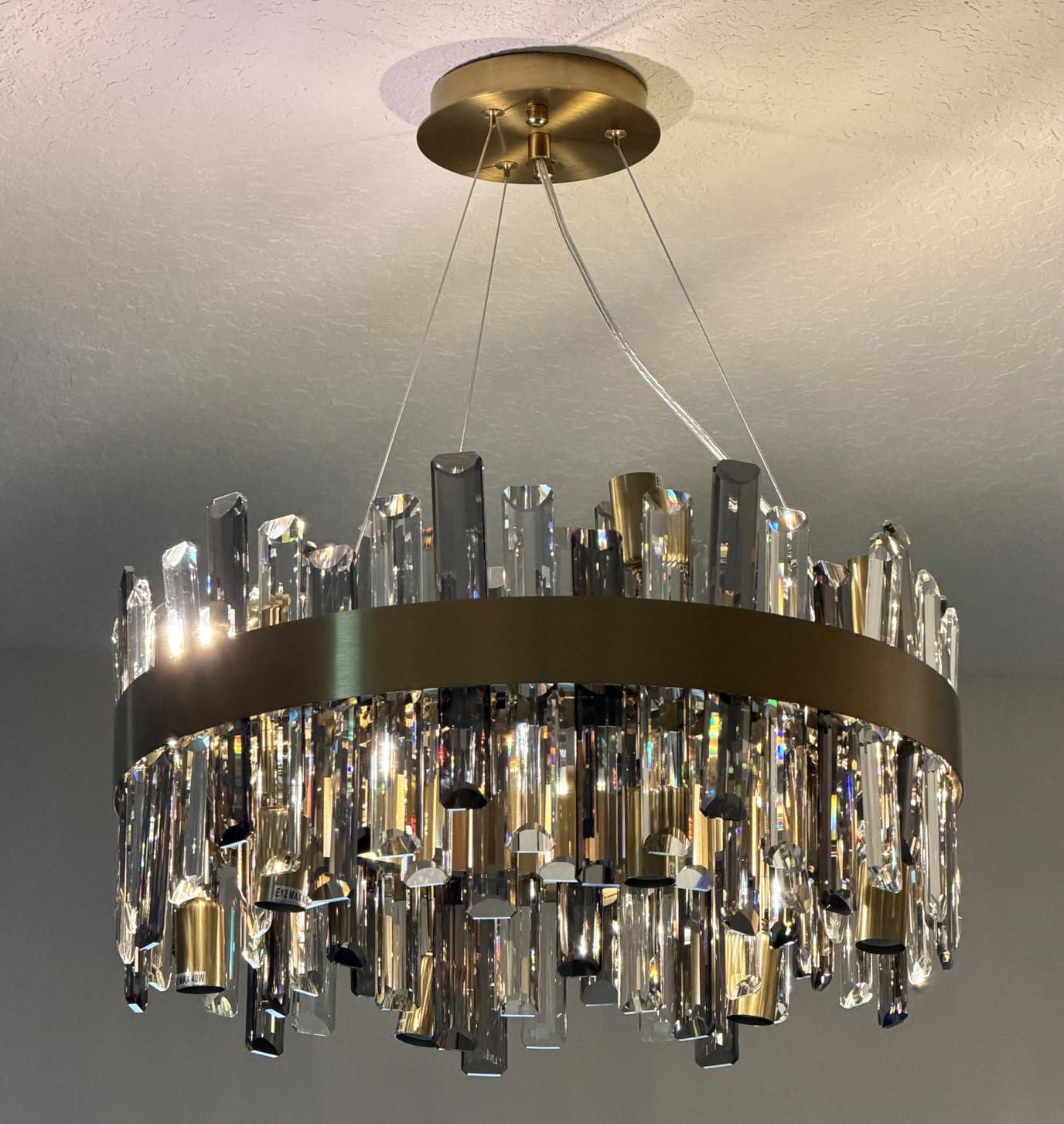 Siljoy Rectangle Gold Crystal Chandelier, 16-Light Modern Dimmable K9 Crystal Raindrop Chandelier, Adjustable Height Oval Crystal Pendant Ceiling Light for Living Dining Room Kitchen L35.4'' customer photo 1