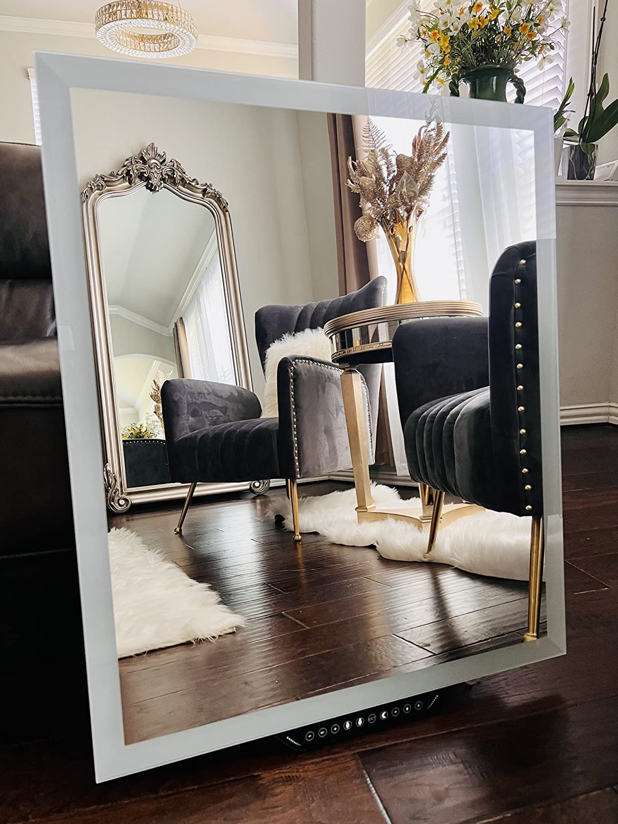 Homewerks 75-105-AX 24x30 inches Smart LED Light Mirror with Alexa Built-in, Bluetooth Speakers, Dimmable Color Changing LED Light 27 Watts 1000 Lumens 2700|3000|4000|5000 Kelvin customer photo 1