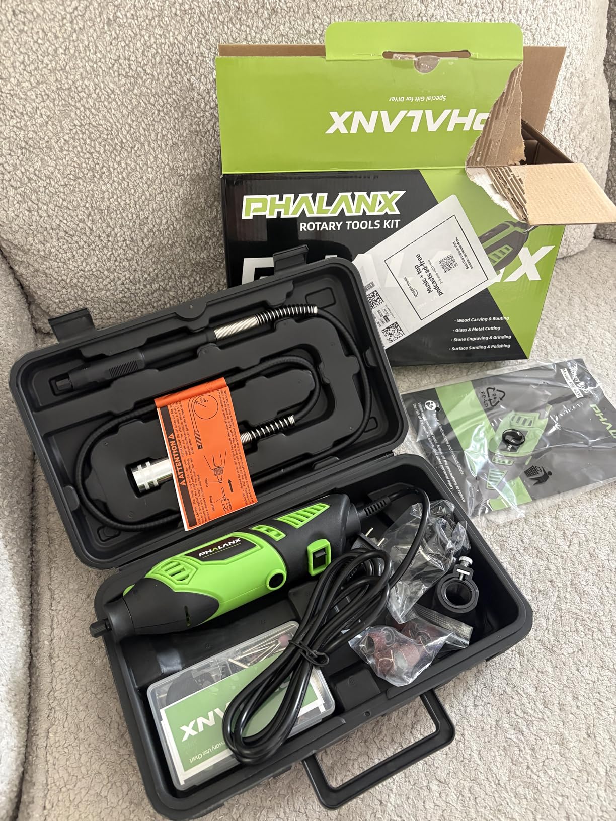 180W Rotary Tool Kit, 1.5-Amp PHALANX 6 Variable Speed with Flex Shaft, 8000-32000RPM Multi-Tool & 139pcs Accessories Kit customer photo 2