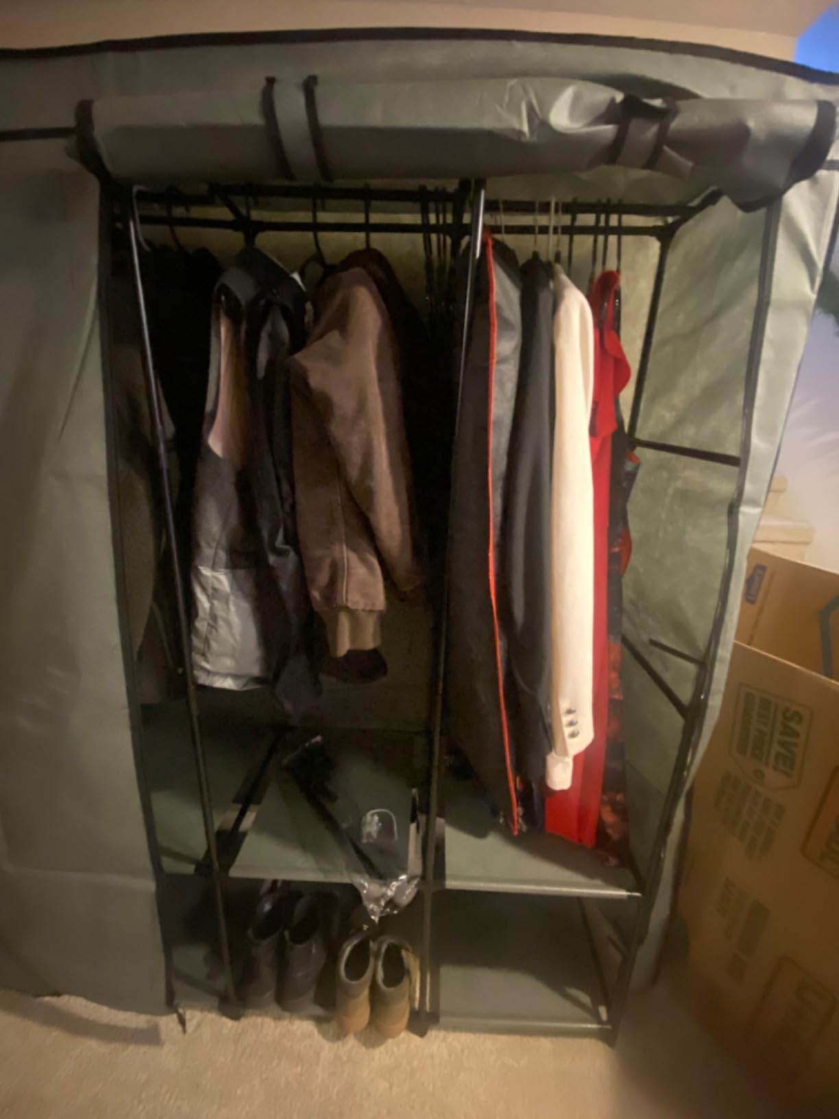SONGMICS Portable Closet, Wardrobe Closet Organizer with Cover, 4 Hanging Rods and Shelves, 4 Side Pockets, 17.7 x 66.9 x 65.7 Inches, Large Capacity for Bedroom, Living Room, Ink Black URYG094B02 customer photo 2