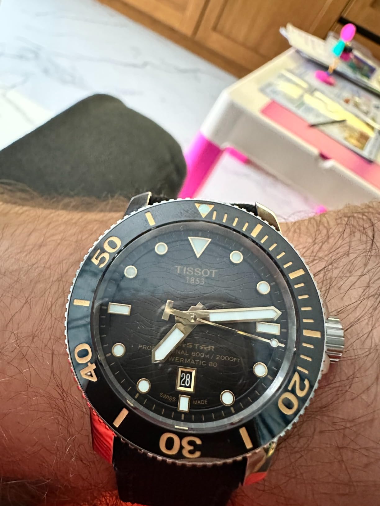 Tissot Mens Tissot Seastar 2000 Professional Powermatic 80 316L Stainless Steel case Automatic Watch, Black, Rubber, 22 (T1206071744101) customer photo 2
