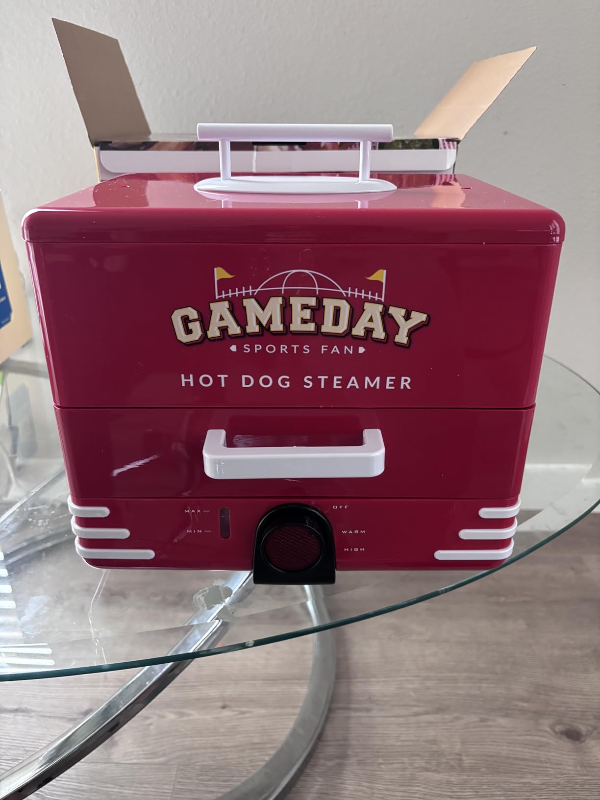 Nostalgia Extra Large Diner-Style Steamer Cooks 20 Hot Dogs & 6 Buns- Hot Dog Steamer for Breakfast Sausages, Brats, Vegetables & Fish- Bun Warmer Steamer Perfect for Game Days or Parties- Red customer photo 2