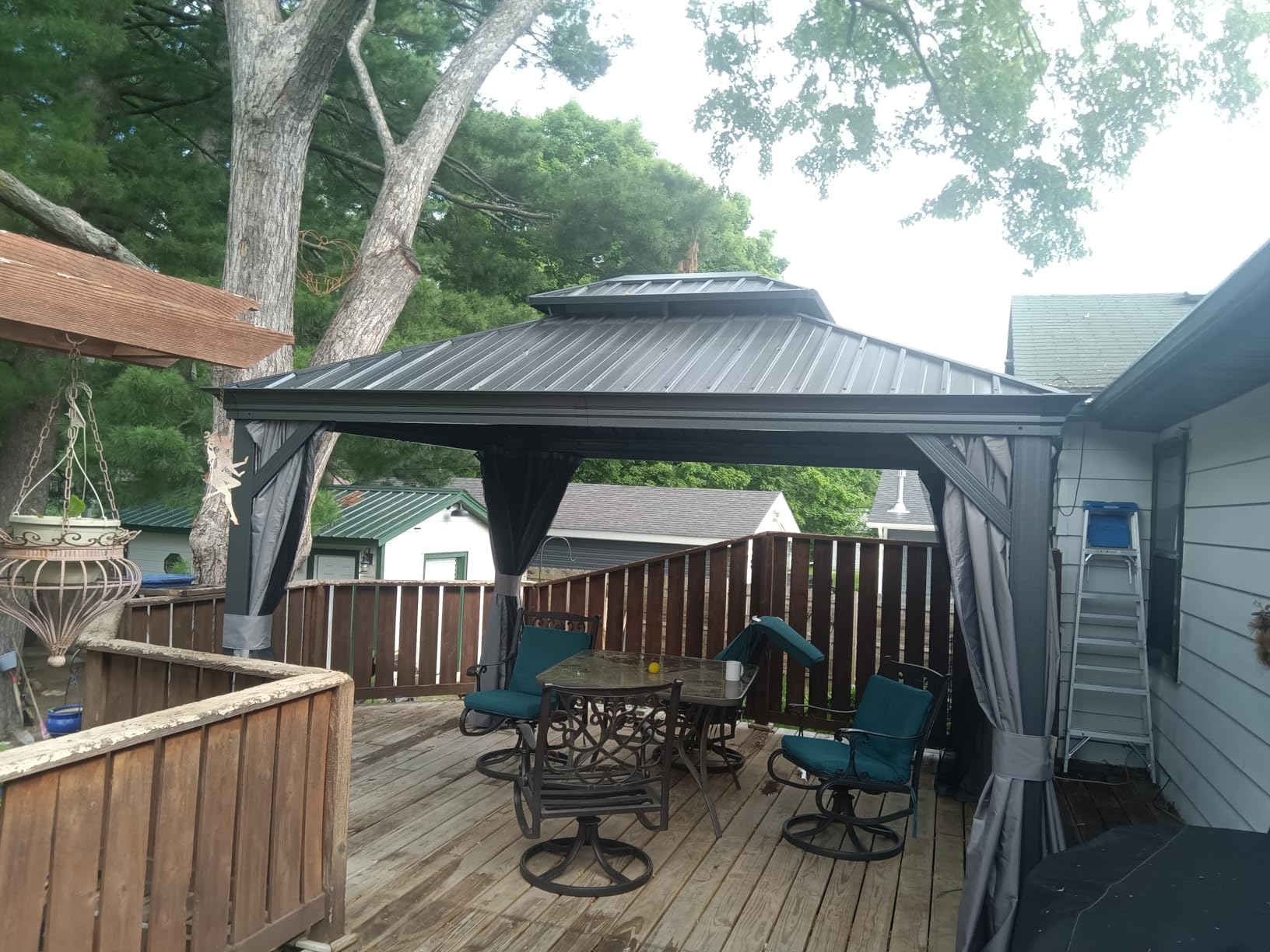 Alexander 10' x 12' Hardtop Gazebo, Aluminum Frame with Galvanized Steel Double Roof, Outdoor Permanent Pavilion with Curtains and Netting for Patio, Backyard, Deck, Lawn (Gray) customer photo 1