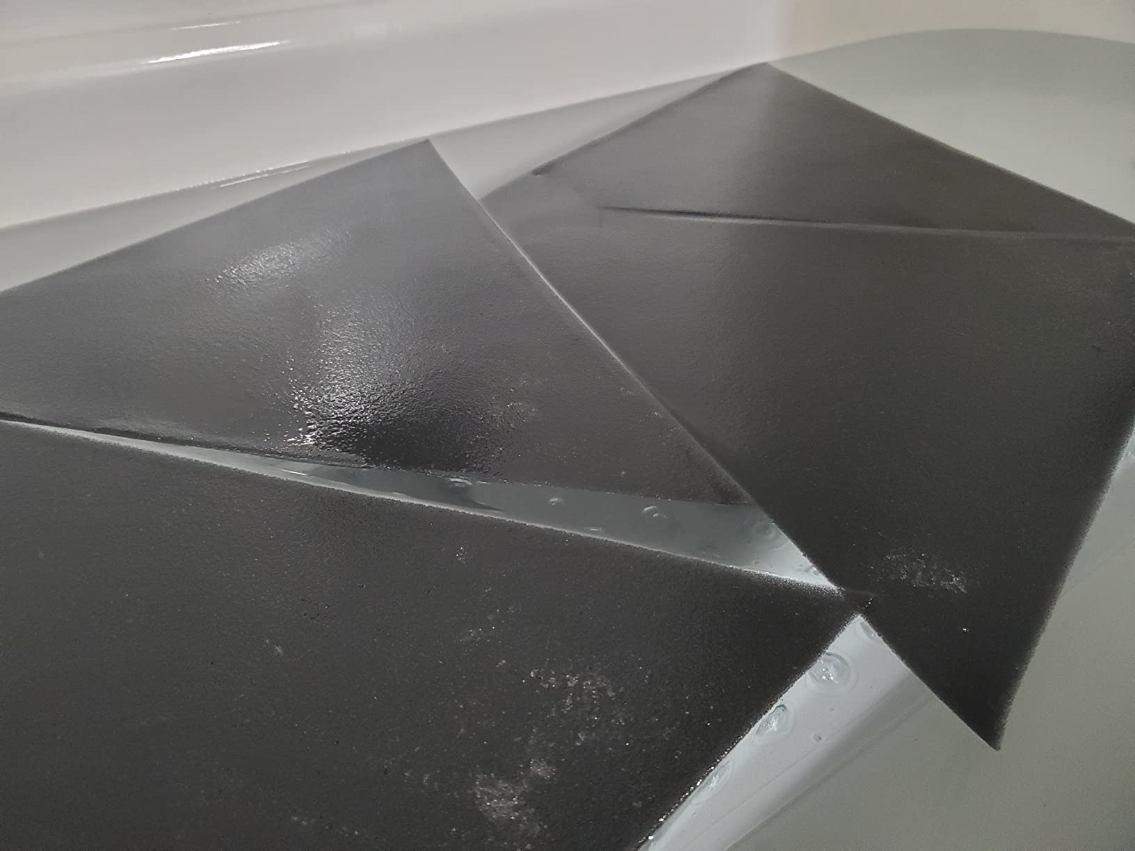 Foroomaco Triangular Pyramid Bass Traps for Ceiling Corners, 4 Pack, Black | Corner bass traps with 16.5 in triangular face and 12 in depth for trihedral ceiling corners in studios and home theaters. customer photo 2