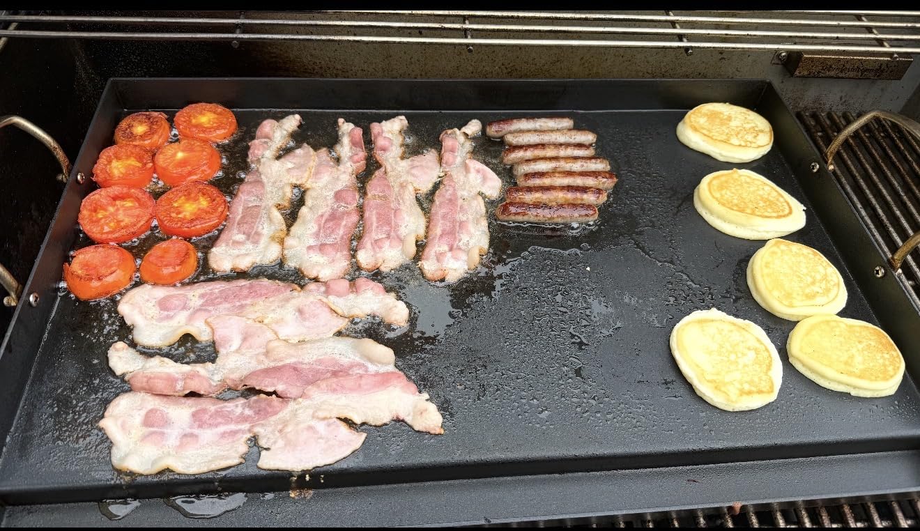 Utheer Cast Iron Griddle, Pre-Seasoned, Nonstick, 17 x 13 in Flat Top | For outdoor grilling, breakfast, camping and tailgating, with grease groove and high sidewalls for easier cleanup customer photo 2