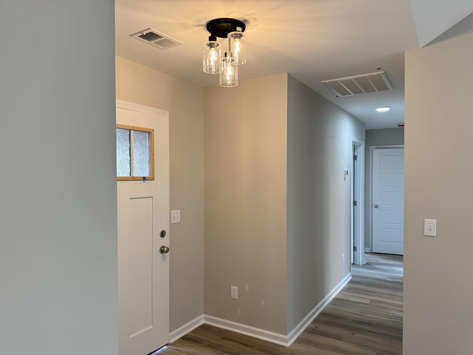 ROTTOGOON Semi Flush Mount Ceiling Light, 3-Light Close to Ceiling Light Fixtures, Matte Black Kitchen Light Fixtures with Clear Glass Shades, Hallway Light Fixtures Ceiling Mount for Foyer Entryway customer photo 2
