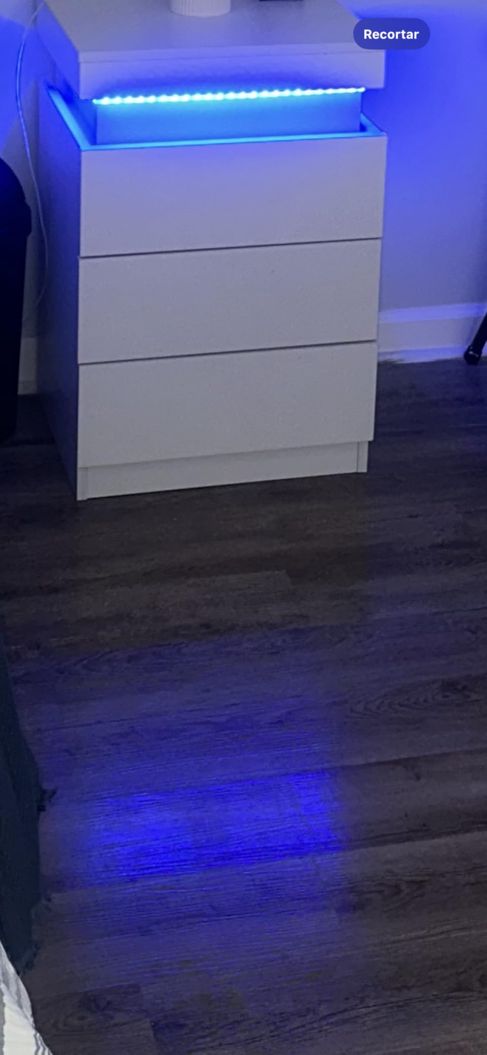 ADORNEVE Nightstand with Charging Station and LED Lights, Night Stand with Sliding Top, Bedside Table with Drawers, Modern End Side Table for Bedroom, Black customer photo 1