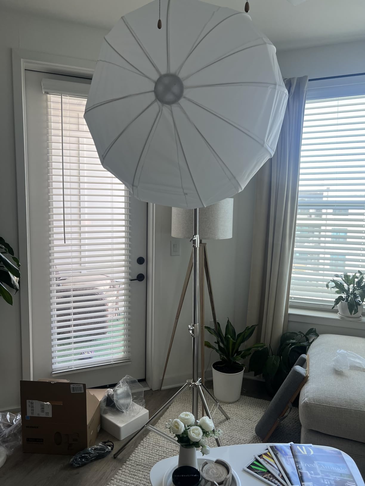 NEEWER 7.2ft/2.2m Stainless Steel Light Stand, Spring Cushioned Heavy Duty Photography Tripod Stand customer photo 2