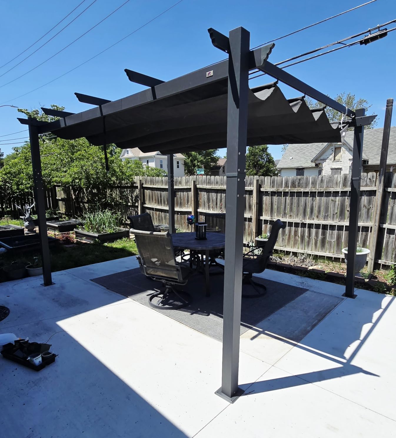 PURPLE LEAF 12' X 16' Outdoor Pergola with Retractable Canopy Aluminum Shelter for Porch Garden Beach Sun Shade Pavilion Grape Trellis Grill Gazebo Modern Backyard Deck Metal Patio Pergola Beige customer photo 1