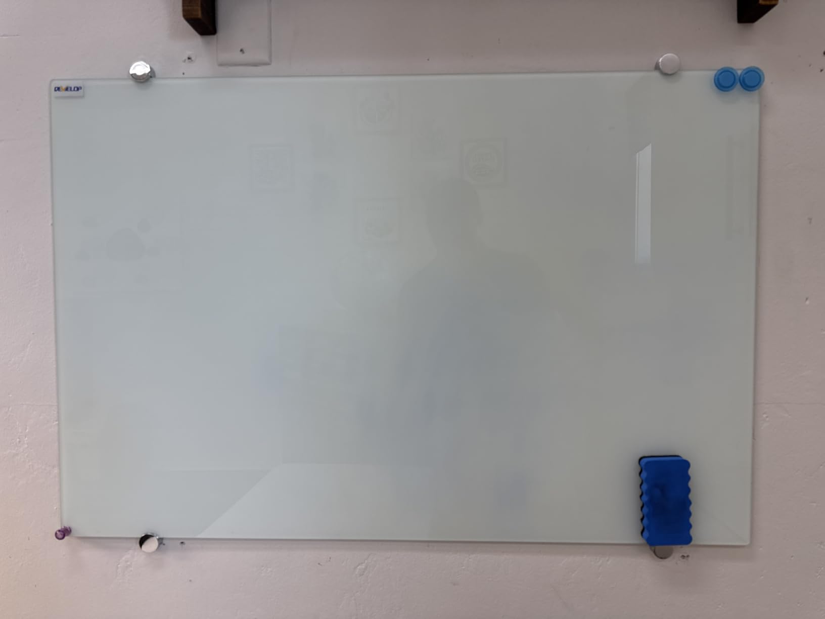 DEVELOP Magnetic Glass Whiteboard, 24 x 18 Inches (60 x 45 cm), Small Tempered Glass Dry Erase Board for Wall, Frameless Whiteboards with Marker Tray, 4 Markers, 2 Magnets, 1 Eraser customer photo 2