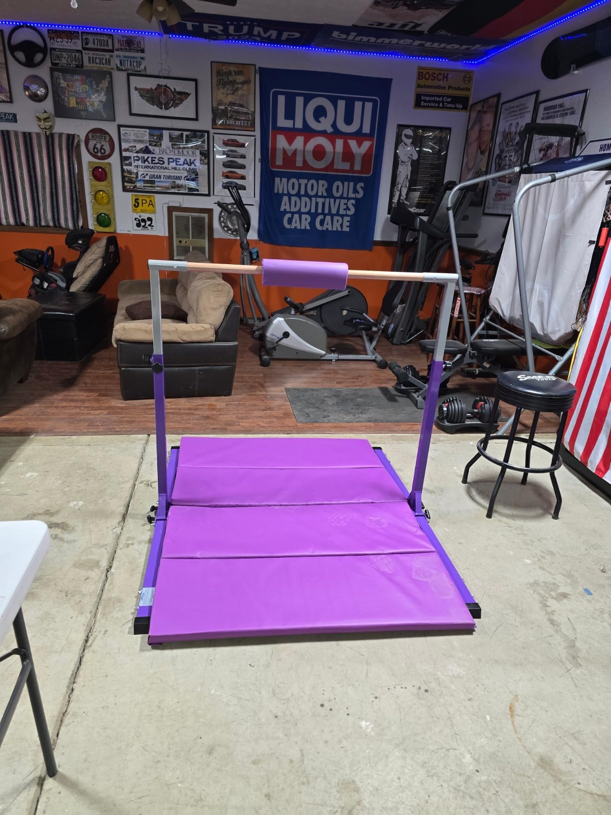 Seliyoo Gymnastics Bar for Kids Ages 3-18, 5FT/6FT Foldable Kip Bar, 400 LBS Professional Grade Kids Gymnastics Training Equipment, Arched Base Construction with 12 Heights 35