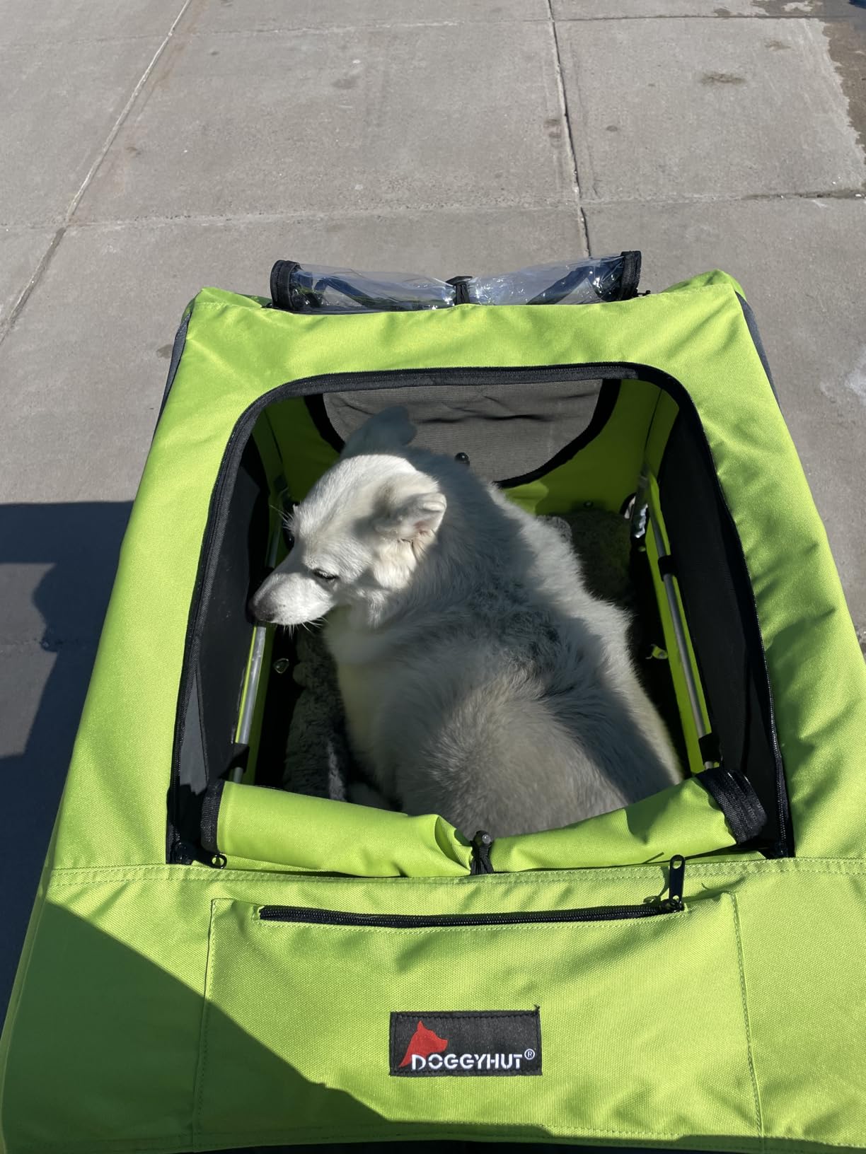 DOGGYHUT Premium Large/XL Pet Bike Trailer & Stroller for Large Sized Dog or Multiple Small Dogs,Low Center of Gravity,Parking Brakes,Easy Folding Frame,Bicycle Carrier customer photo 1