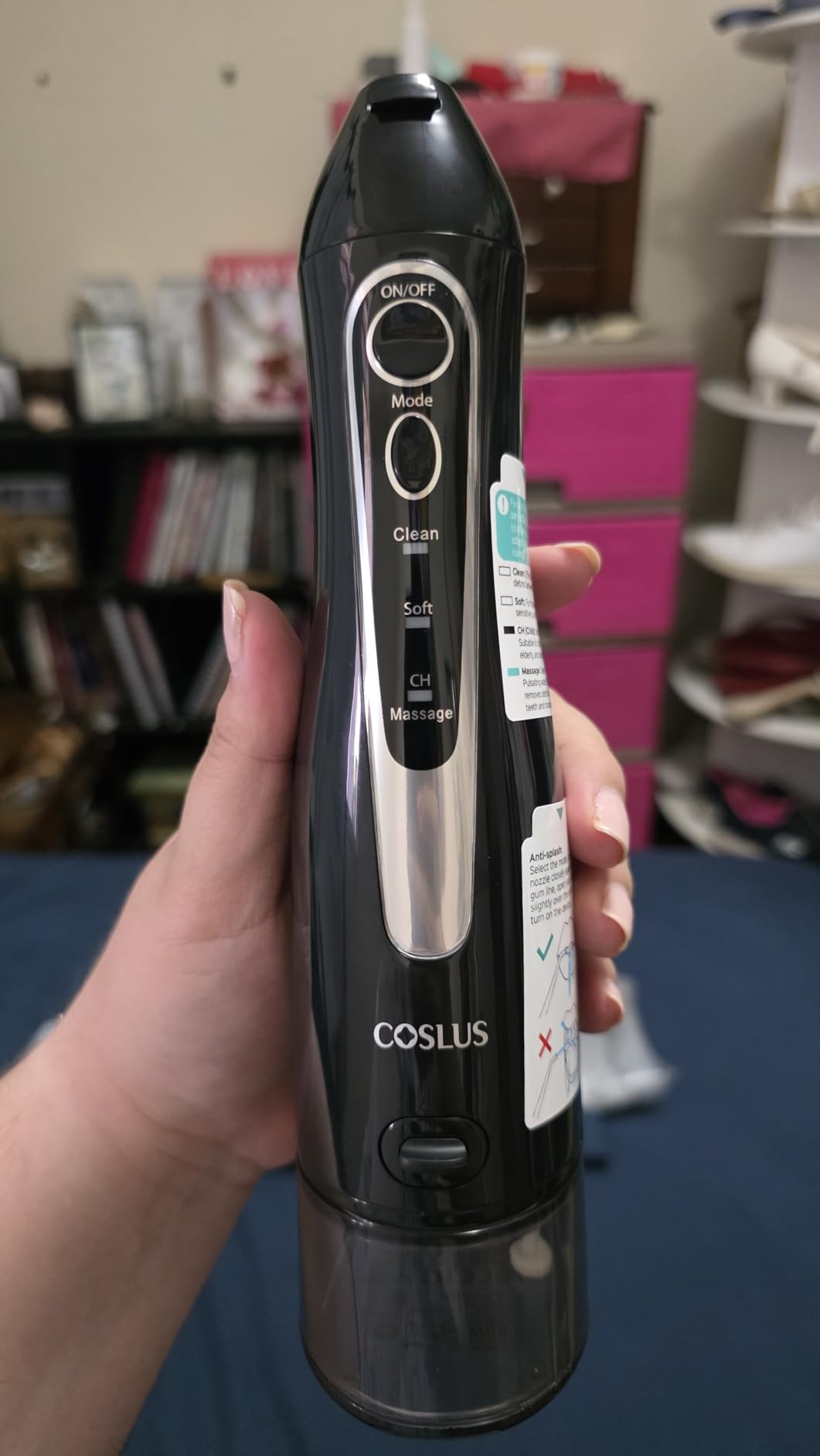 COSLUS ADA Accepted Water Dental Flosser Teeth Pick C20: Portable Cordless Oral Irrigator 300ML Rechargeable Travel Irrigation Cleaner IPX7 Waterproof Electric Flossing Machine, Professional Set Black customer photo 2