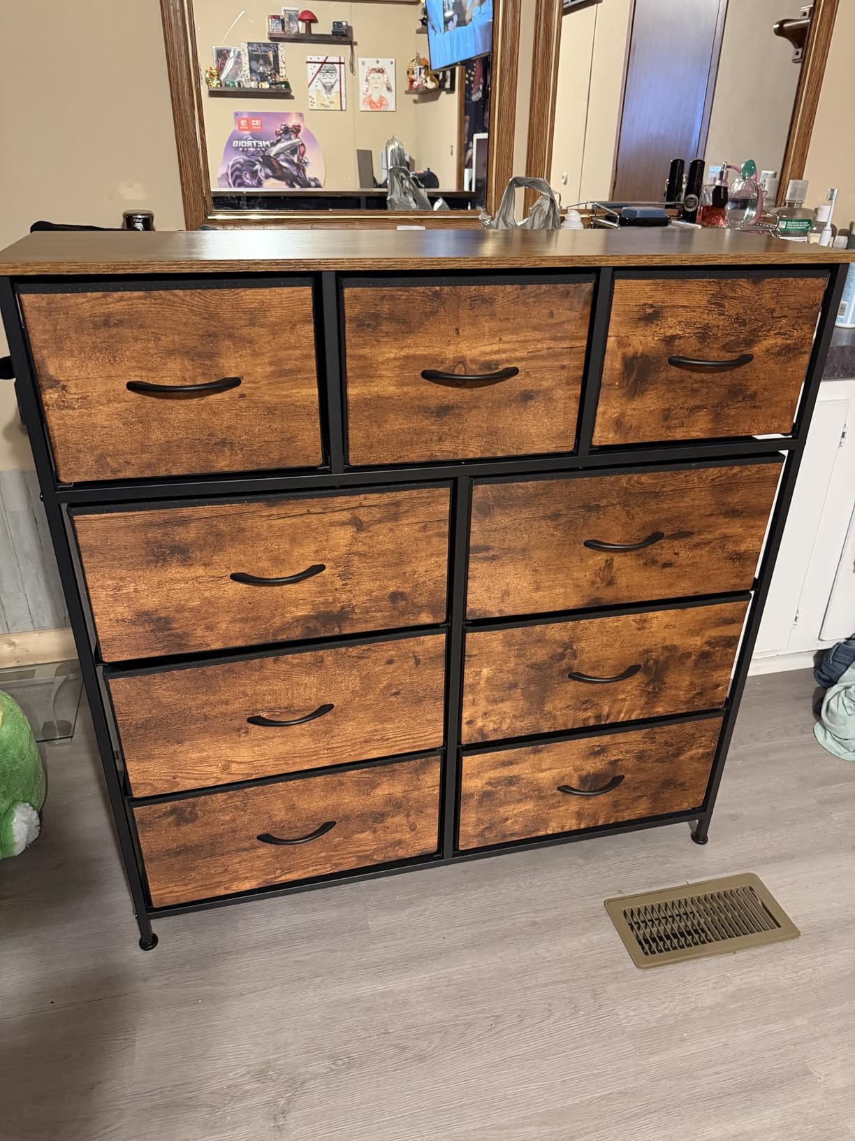 WLIVE 9-Drawer Dresser, Fabric Storage Tower for Bedroom, Hallway, Closet, Tall Chest Organizer Unit for Bedroom with Fabric Bins, Steel Frame, Wood Top, Easy Pull Handle, White customer photo 2