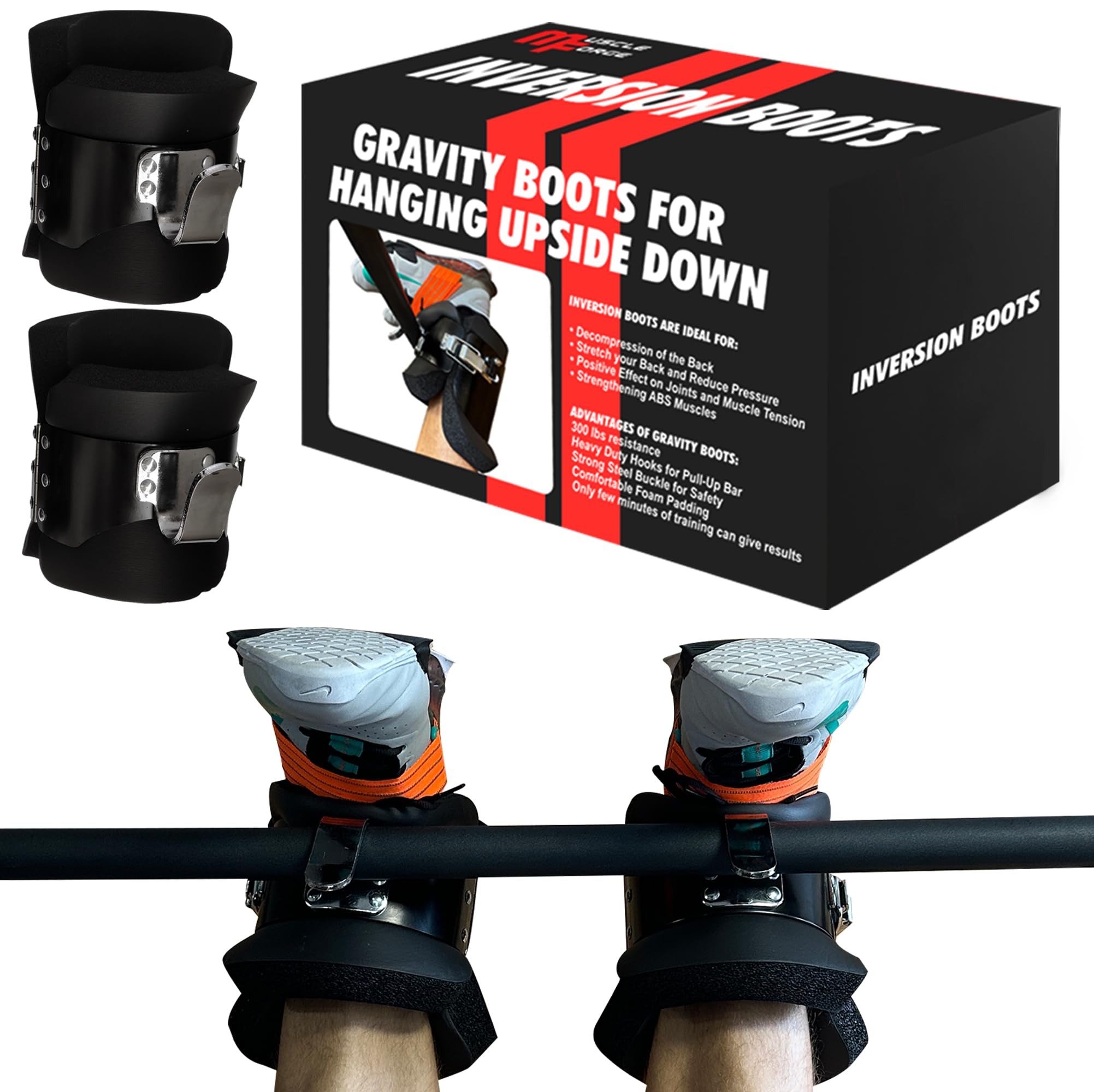 Gravity Boots with Safety Lock, Inversion Boots for Gravity Fitness Training (Pair), for Overhang on the Back and ABS Training, Comfortable 3cm Foam Padding customer photo 1