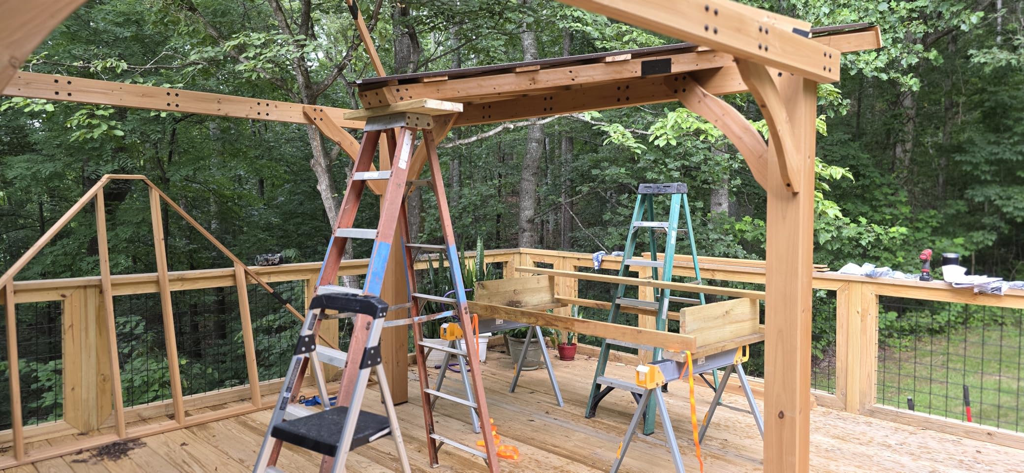Backyard Discovery Barrington 12' x 10' Cedar Wood Outdoor Gazebo Pavilion with Hardtop Galvanized Steel Hip Roof, Snow Support, Wind Resistance, PowerPort, Shade for Garden, Patio, Deck, Entertaining customer photo 3