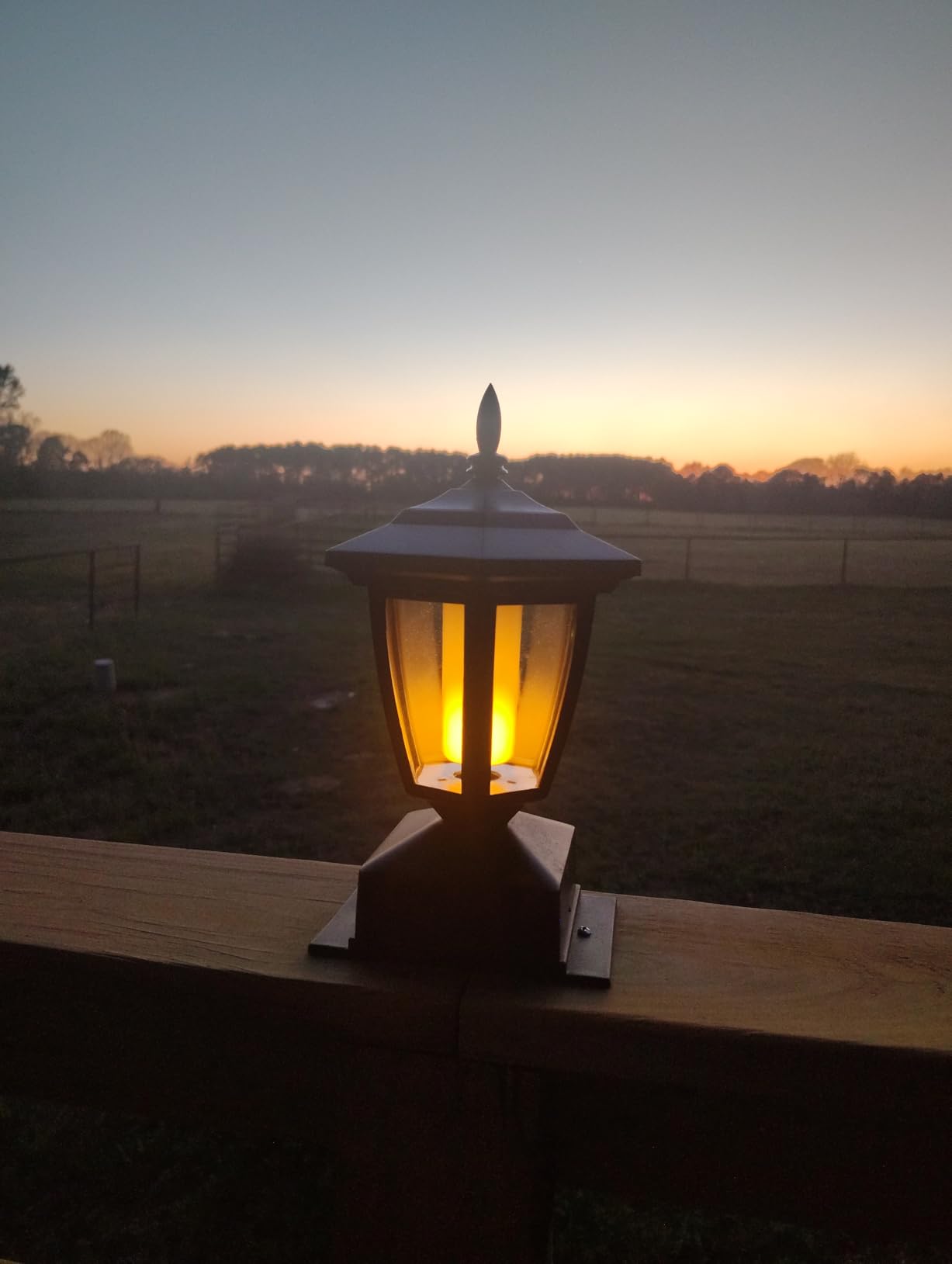 Dynaming Solar Flame Post Lights Outdoor, Solar Powered Lamps Fence Post Cap Lights, Flickering Flame LED Lantern Decorative Waterproof for Garden Deck Patio, Fit 4x4, 5x5 or 6x6 Wooden Posts, 2 Pack customer photo 2