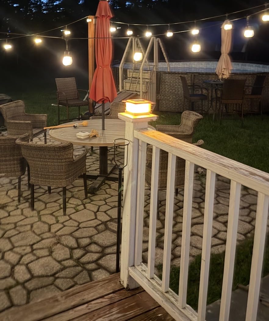 Dynaming 8 Pack Solar Post Cap Lights Outdoor with Flickering Flame Light, Fence Post Solar Lights Fit for 4x4 5x5 6x6 Vinyl/Wooden Posts, High Brightness SMD LED Lighting Decor for Garden Deck Patio customer photo 2
