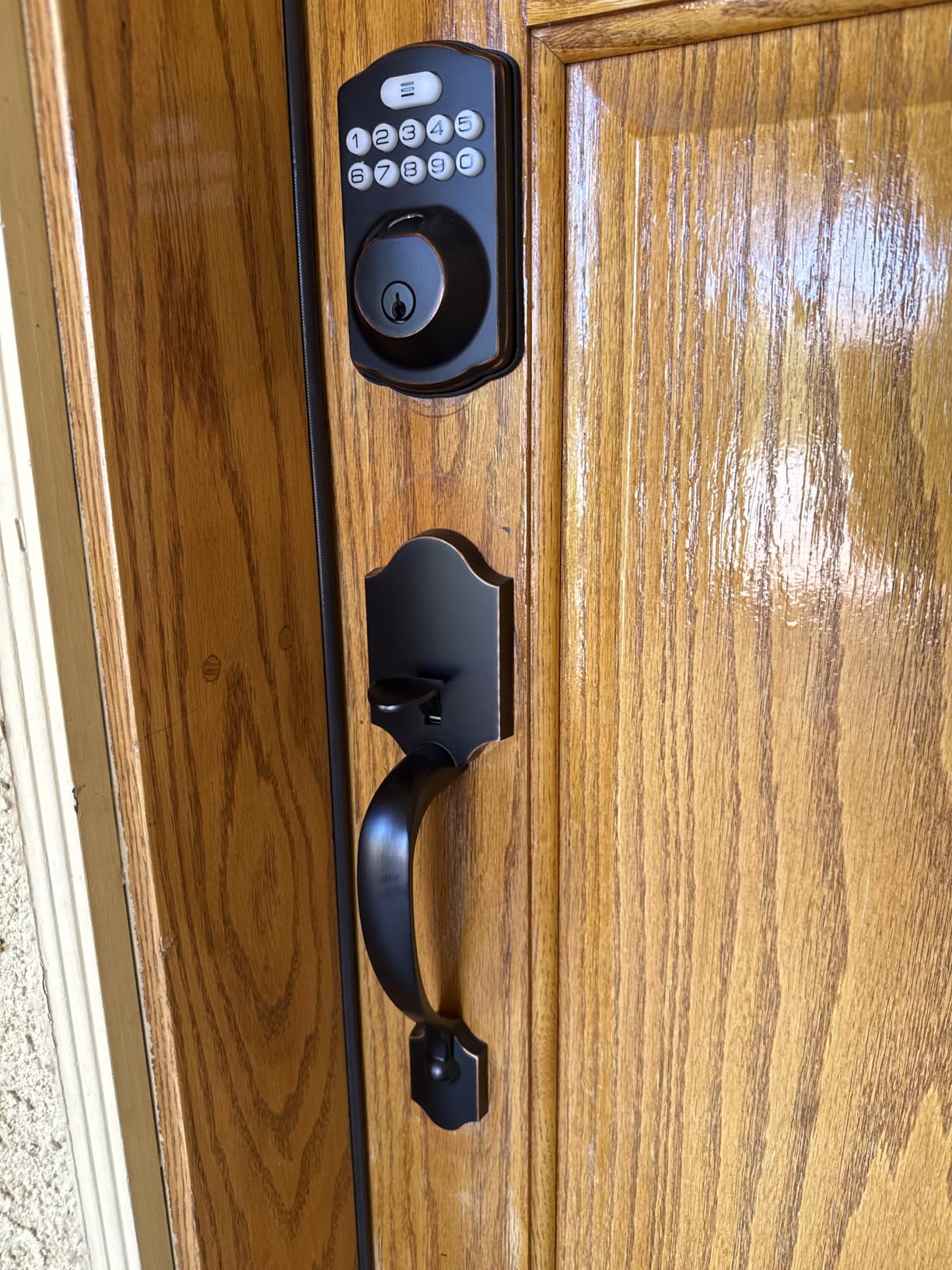 Veise Fingerprint Door Lock Set, Keyless Entry Door Lock, Front Handle Set, Electronic Keypad Deadbolt with Lever Handle, 2 Keys, Auto-Locking, One-time Codes, Easy to Install, Matte Black customer photo 1