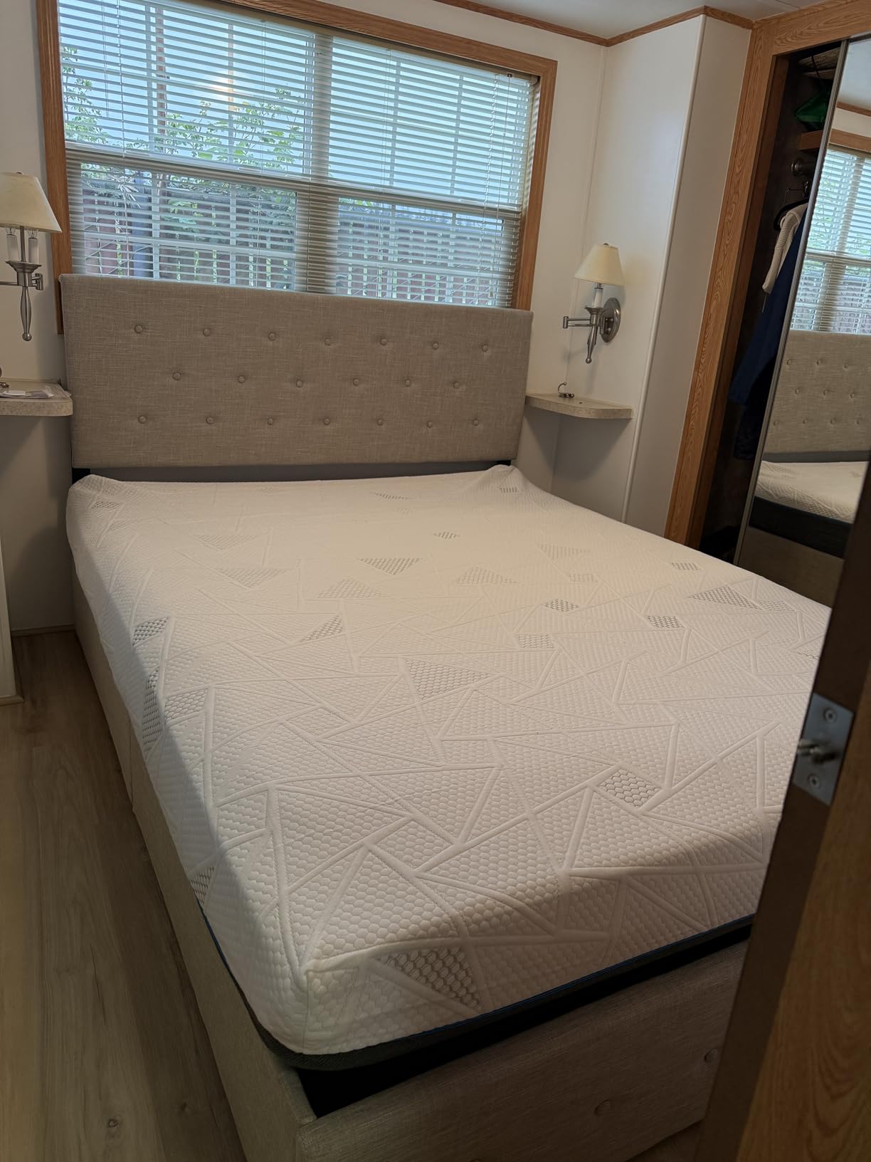 SHA CERLIN Queen Size Lift Up Storage Bed Frame, Button Tufted Wingback Headboard, Upholstered Platform, Hydraulic Storage, Wooden Slat Support, No Box Spring, Light Beige customer photo 2