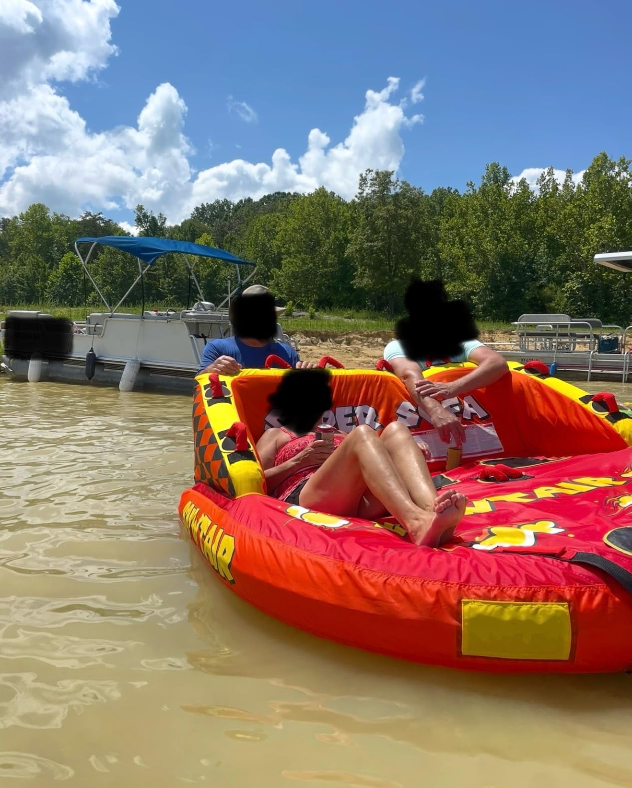 SUWTAIR Towable Tubes for Boating,Pull Tube, Super Sofa Tubes for Boats,Inflatable Boat Tube,Front&Back Tow Points w/Heavy-Duty Thick Nylon Cover for Water Sports customer photo 2