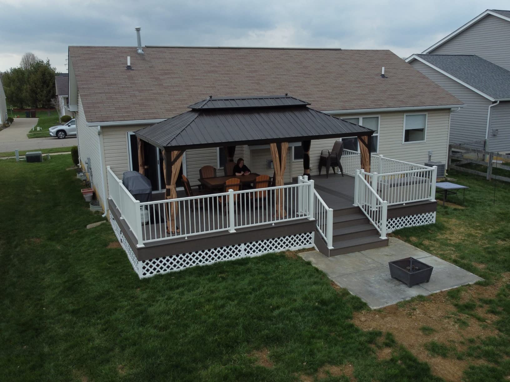 PURPLE LEAF 10' x 14' Hardtop Gazebo with Curtains and Netting for Hot Tub Heavy Duty Deck Beach Pool Backyard Outdoor Canopy Tent Sun Shade Metal Roof Patio Permanent Pavilion customer photo 2