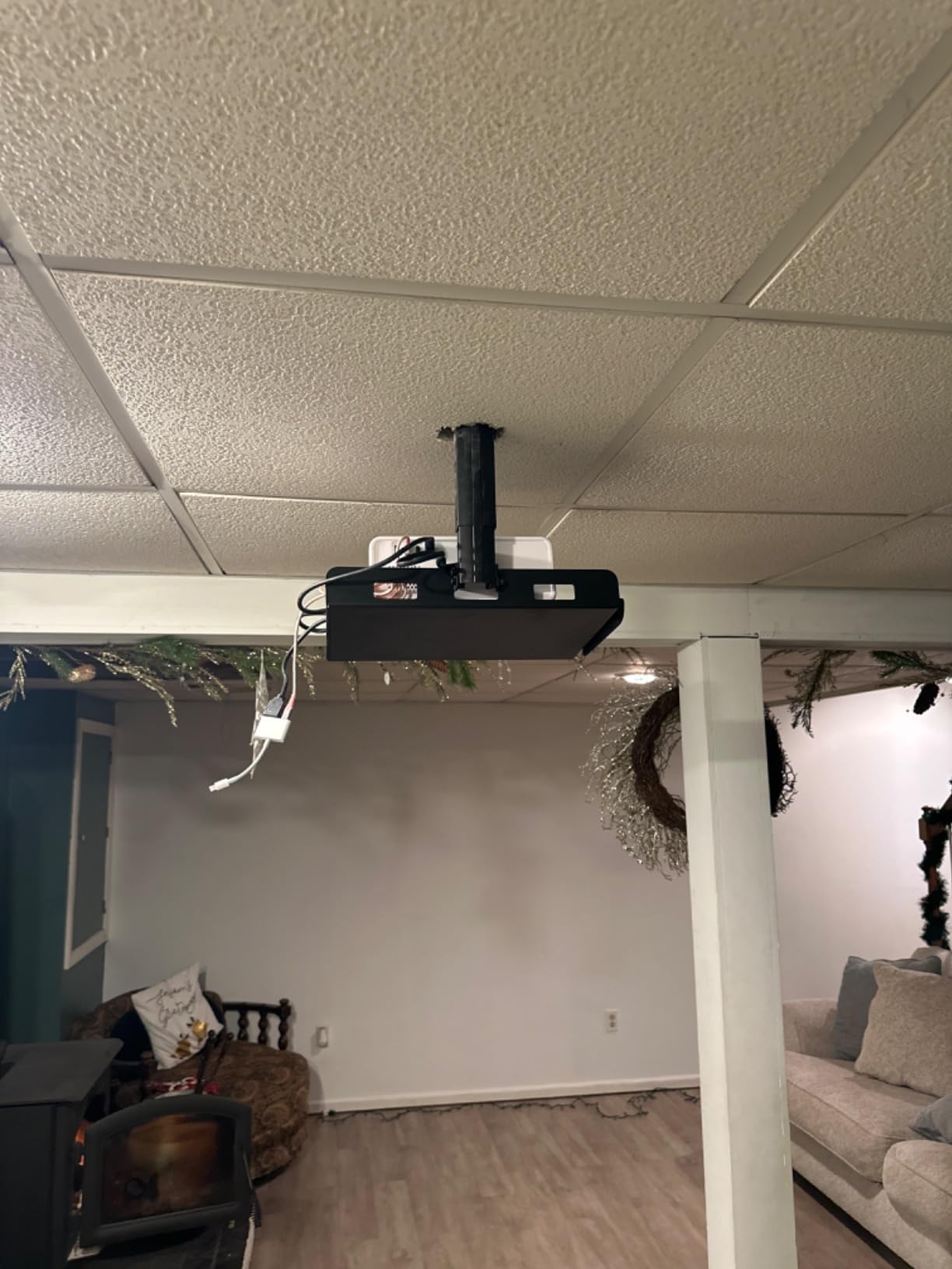 VIVO Universal Ceiling Extending Projector Tray Mount, Height Adjustable Projection, No Hole Installation, Hidden Cable Routing, Black, MOUNT-VP08B customer photo 2