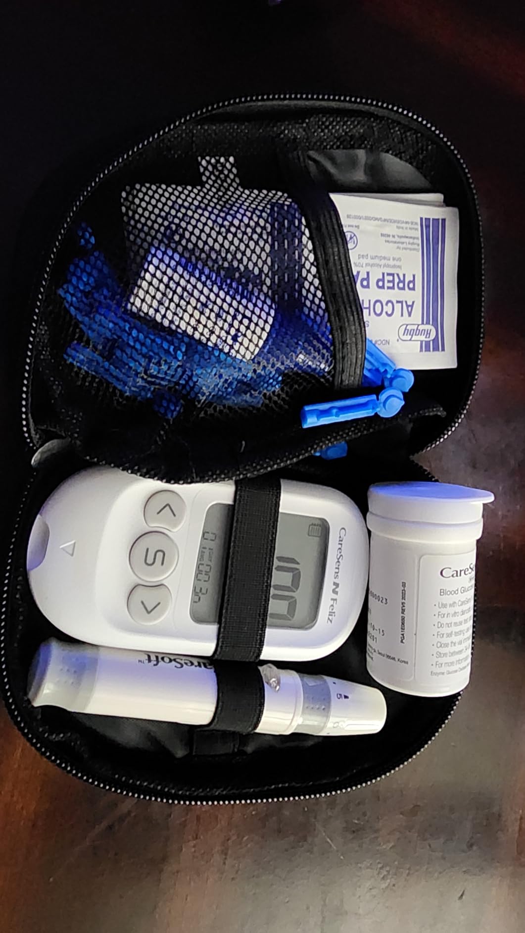 CareSens N Feliz Blood Glucose Monitoring Kit with 100 Blood Sugar Test Strips, 100 Lancets, 1 Blood Glucose Meter, 1 Lancing Device, 1 Control Solution, Travel Case for Diabetes Testing Kit for Personal Use customer photo 1