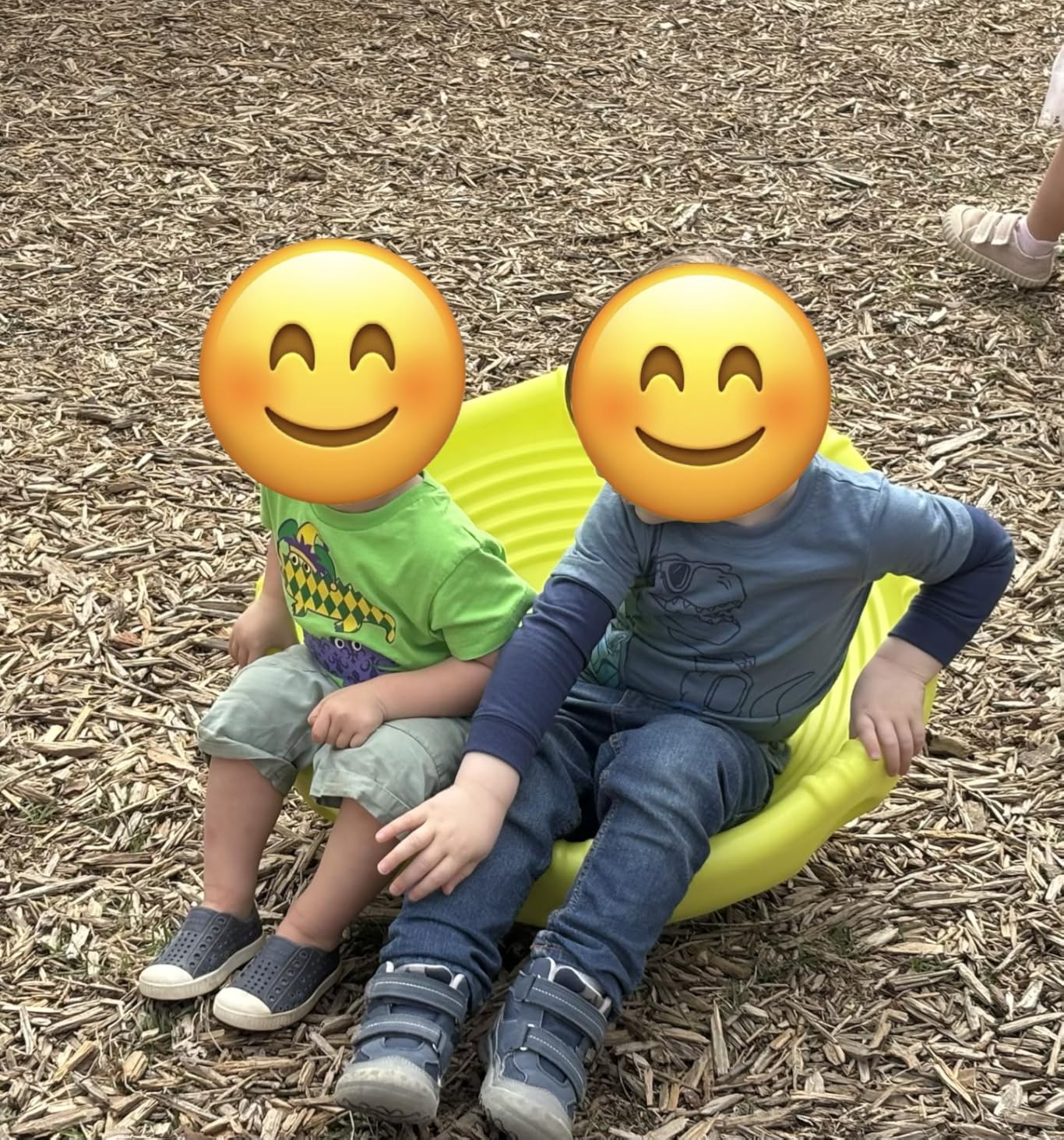 Simplay3 Two Sided Rock Around Wobble Disk and Climbing Dome for Toddlers and Kids - Rocking and Climbing - Indoor/Outdoor - Yellow/Green, Made in USA customer photo 1