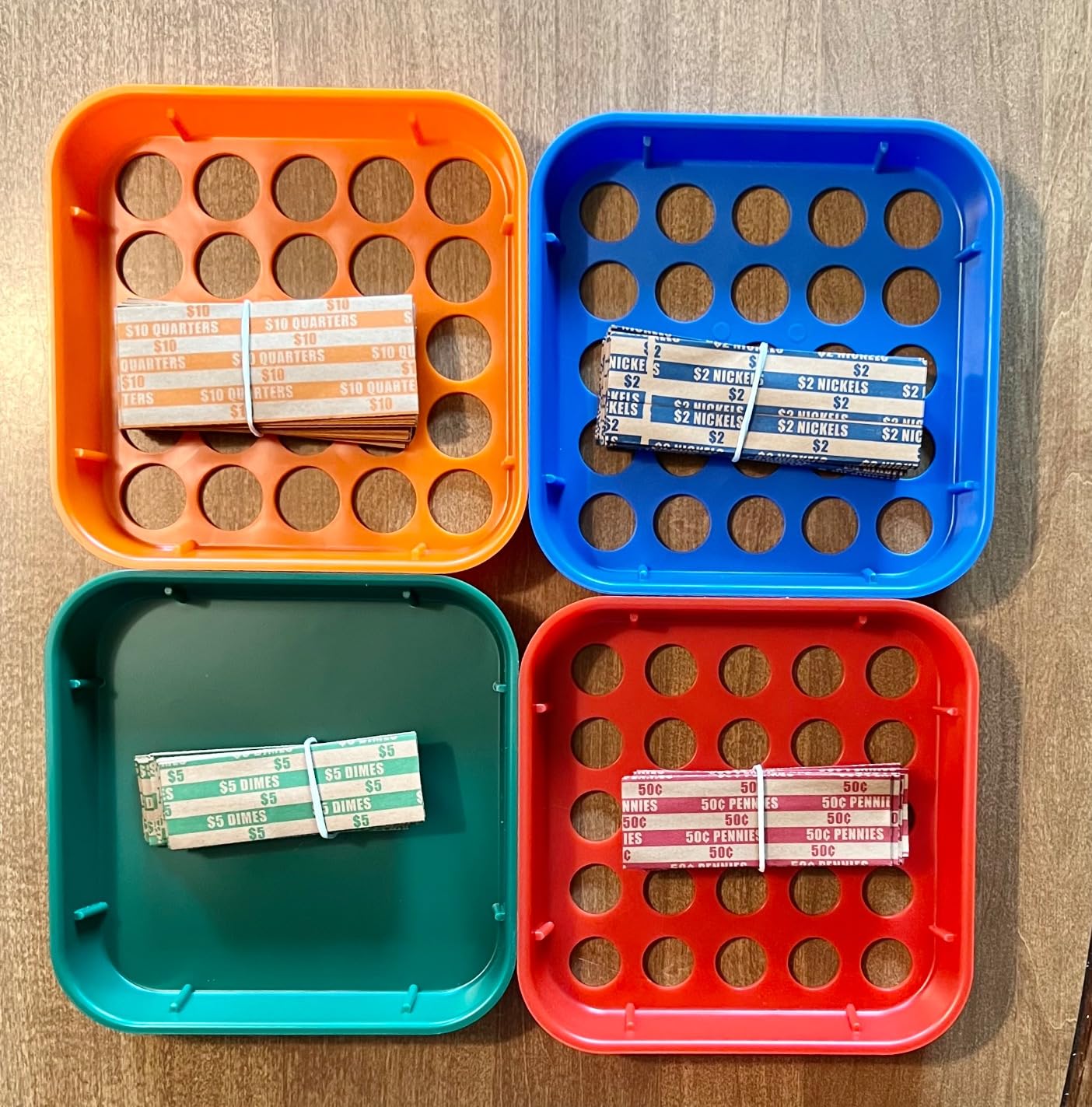 ESSENTIAL Coin Sorters Tray, 4 Color-Coded Coin Sorting Tray with 160 Assorted Coin Roll Wrappers customer photo 2
