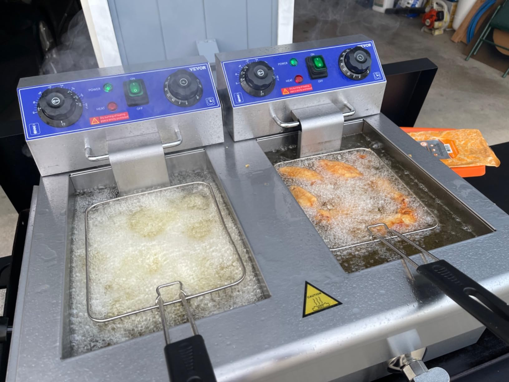 VEVOR Commercial Deep Fryer, Dual Tank 3000W Electric Countertop Fryer with Basket, 2 x 11.6Qt/11L Double Stainless Steel Oil Fryer with Drain, Time & Temp Control customer photo 2