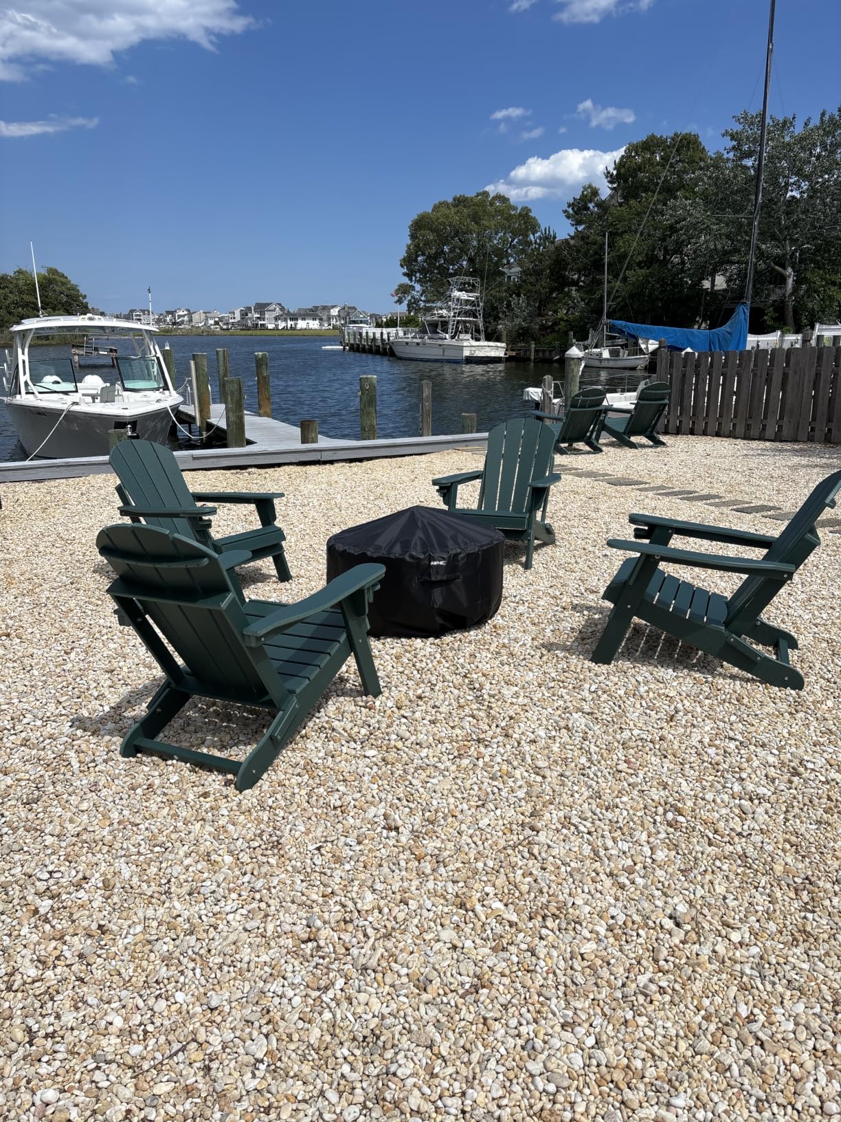 Folding Adirondack Chairs Set of 2, HDPE Plastic, Fire Pit Chair, All Weather, Cup Holder, Blue customer photo 1