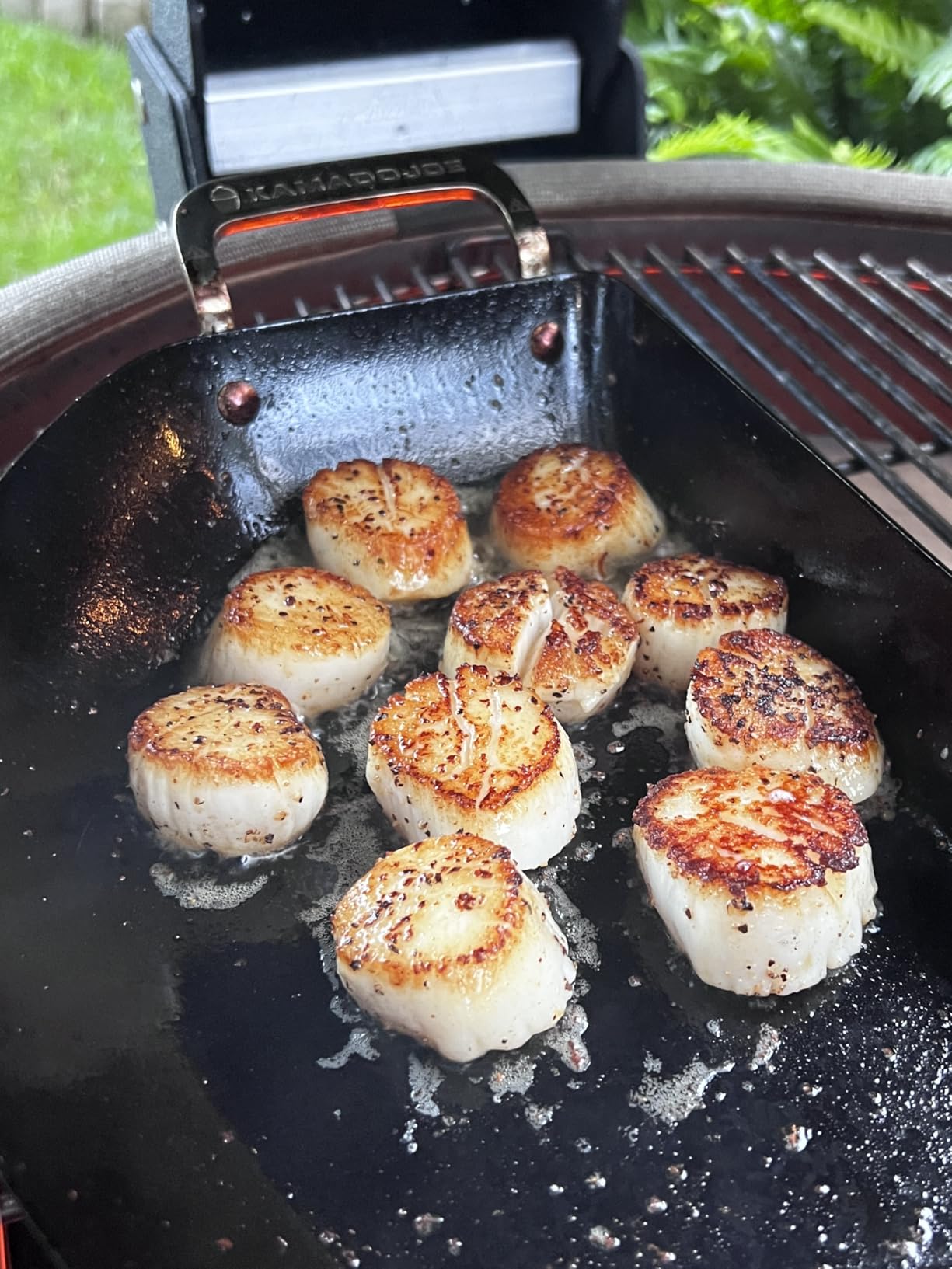Kamado Joe Karbon Steel Pre-Seasoned Carbon Steel Non-Stick Half-Moon Pans with One Solid Pan and One Perforated Pan for Classic Joe and Big Joe Kamado Grills, Model KJ15124822 customer photo 1