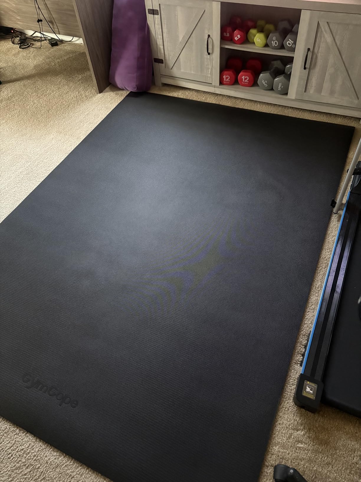 GymCope Large Exercise Mat for Home Workout, 12'x6' (7mm) Extra Thick Workout Mat, High-Density Gym Mat for Cardio, Jump Rope, MMA, Weights (Shoe-Friendly) customer photo 1
