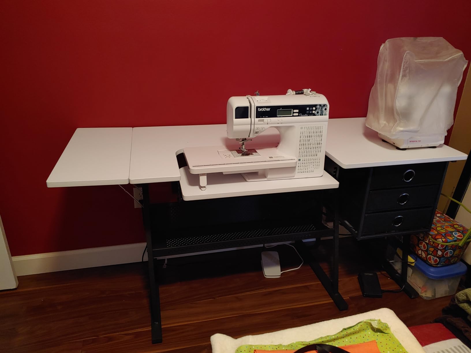 Sew Ready Eclipse Ultra Hobby Machine Top Storage Drawers + Large Lower Shelf-Can Also Be Used as Computer Desk Sewing Table, Black/White customer photo 2