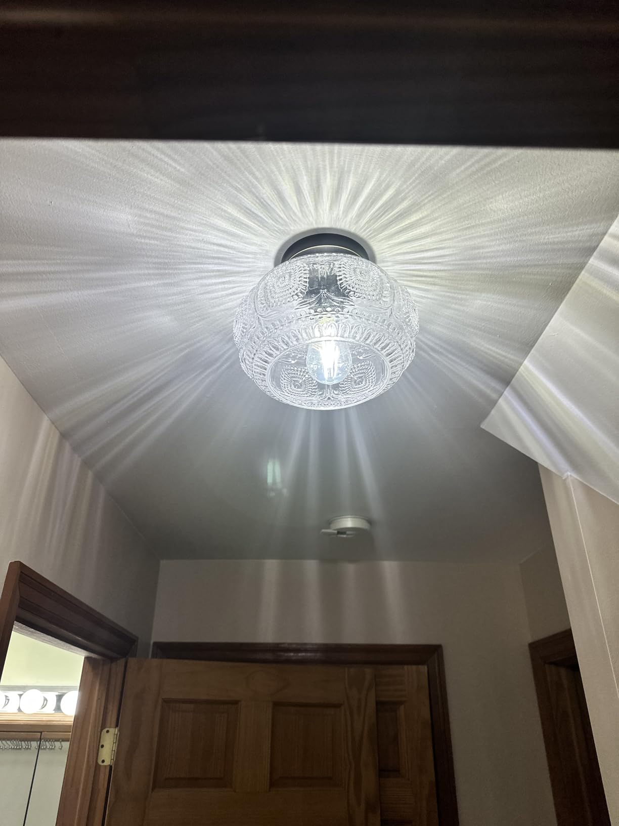Semi Flush Mount Ceiling Light, Globe Glass Ceiling Light Fixture, Gold Modern Lighting for Hallway Porch Corridor Kitchen Bedroom, Bulb Not Included customer photo 1