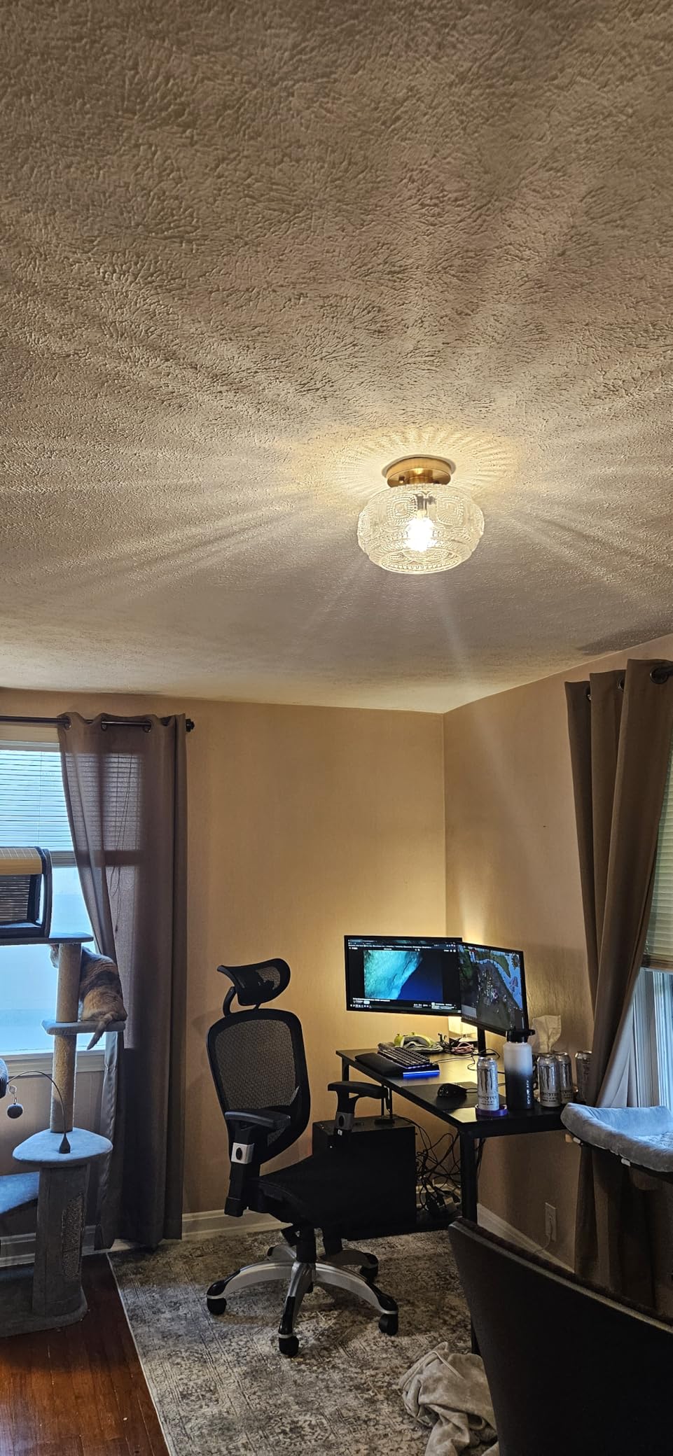 Semi Flush Mount Ceiling Light, Globe Glass Ceiling Light Fixture, Gold Modern Lighting for Hallway Porch Corridor Kitchen Bedroom, Bulb Not Included customer photo 2