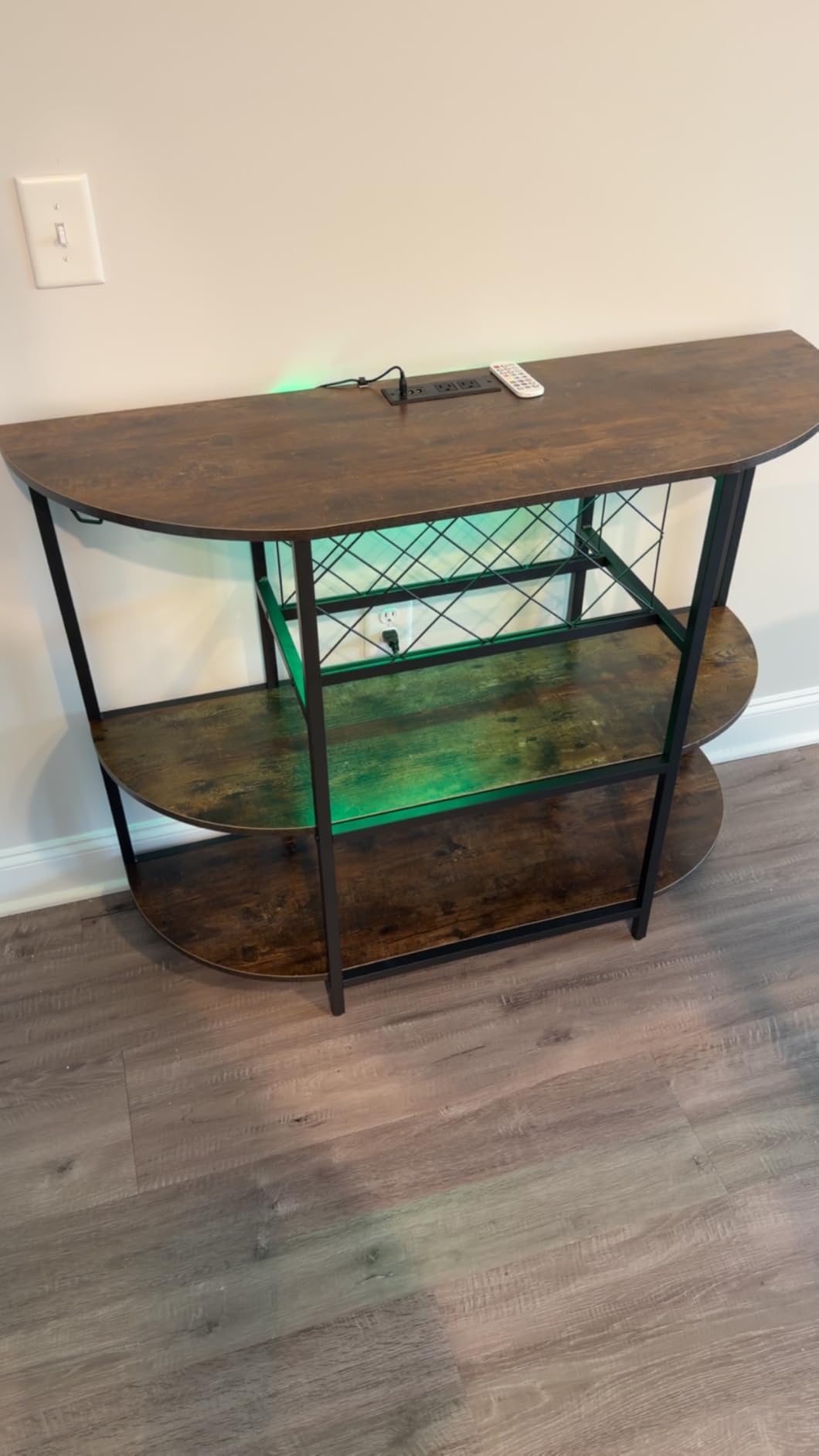Zarler Bar Cart with Power Outlet Easy to Assemble, LED Home Bar Cabinet for Liquor, 47.3 L x 15.8 D x 36 H Metal Mini Bar Table with 4-Tier Storage, Grey customer photo 2