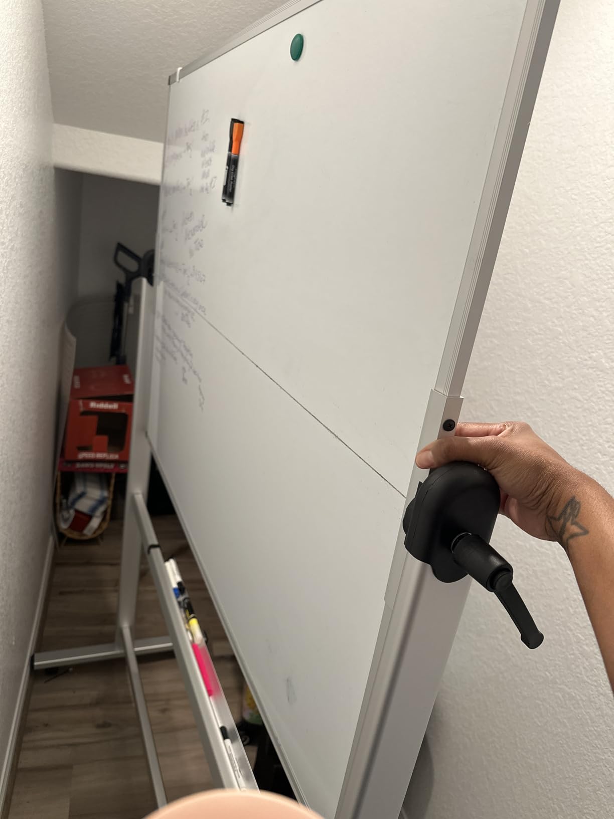 VIZ-PRO Double-Sided Mobile Whiteboard, 72 x 48 Inches, Magnetic Rolling Dry Erase White Board on Wheels with Aluminium Frame and Stand 6' x 4' customer photo 1