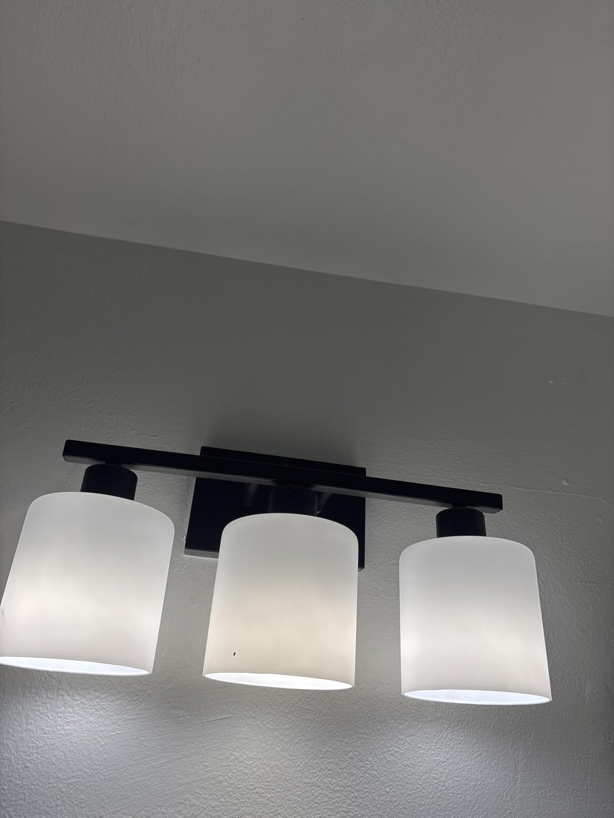 Black Bathroom Light Fixtures Over Mirror, Rustproof Vanity Lights for Bathroom, Modern 3-Light Wall Sconces for Living Room, Milky White Glass Shades, Standard E26 Base, Bulbs Not Included customer photo 2