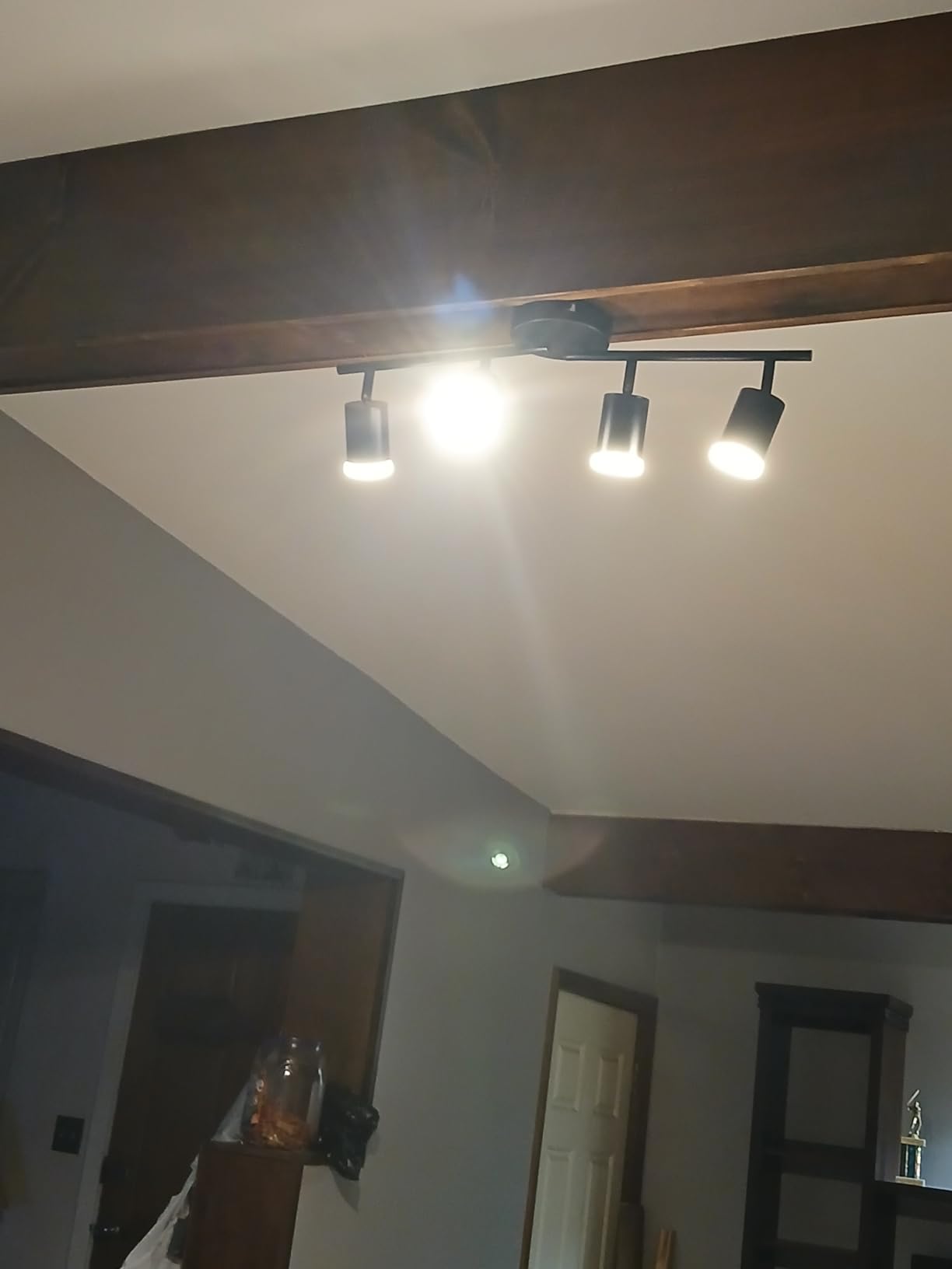 Bojim Flexible Led Track Lighting, 4-Light Black Track Lighting Fixtures Ceiling, Ceiling Spotlight with Foldable Light Arms for Kitchen, Closet, Bedroom(GU10 Socket, Bulbs Not Included) customer photo 2