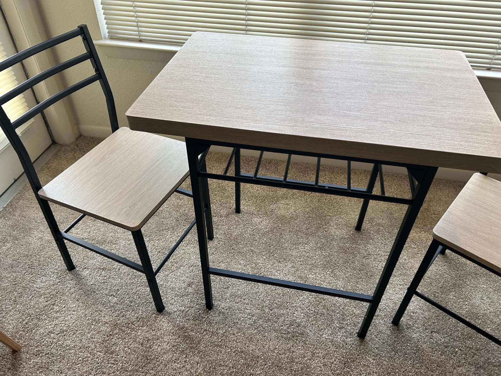Best Choice Products 3-Piece Modern Dining Set, Space Saving Dinette for Kitchen, Dining Room, Small Space w/Steel Frame, Built-in Storage Rack - Medium Brown/Black customer photo 1