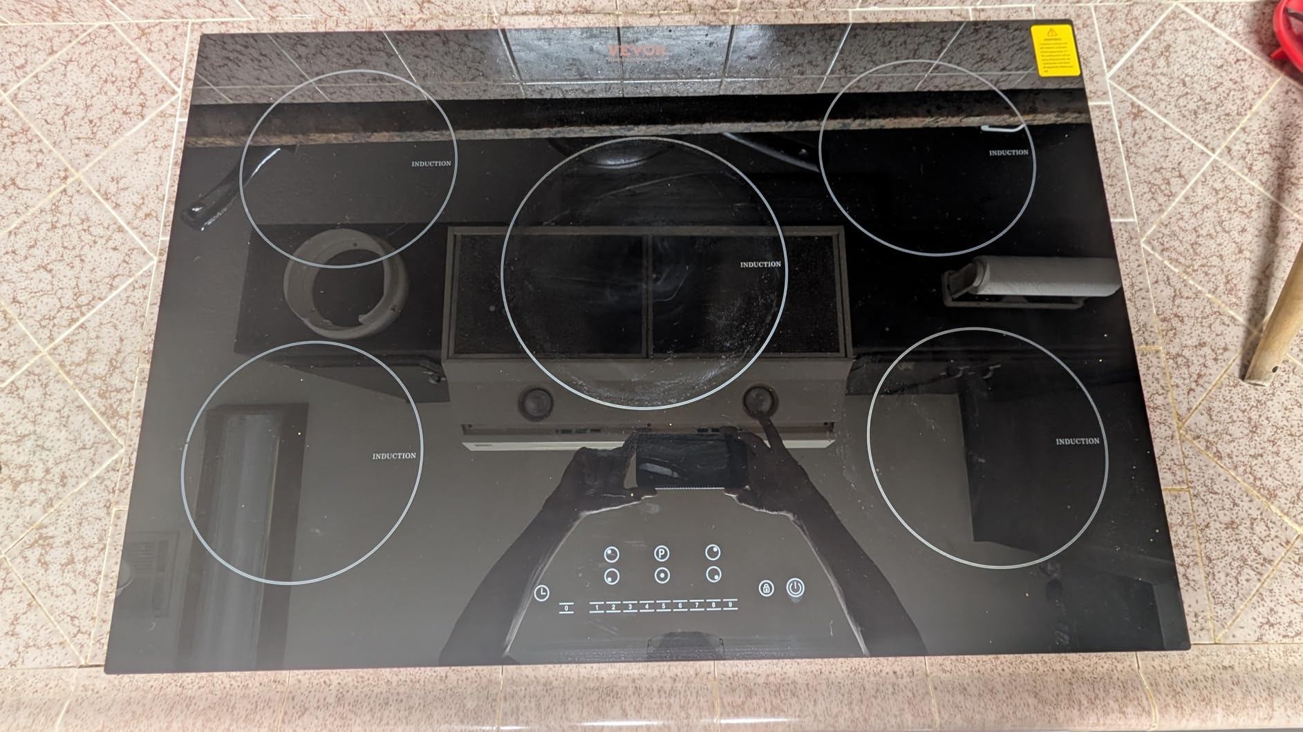 VEVOR Electric Cooktop, 5 Burners, 36'' Induction Stove Top, Built-in Magnetic Cooktop 9200W, 9 Heating Level Multifunctional Burner, LED Touch Screen w/Child Lock & Over-Temperature Protection customer photo 1