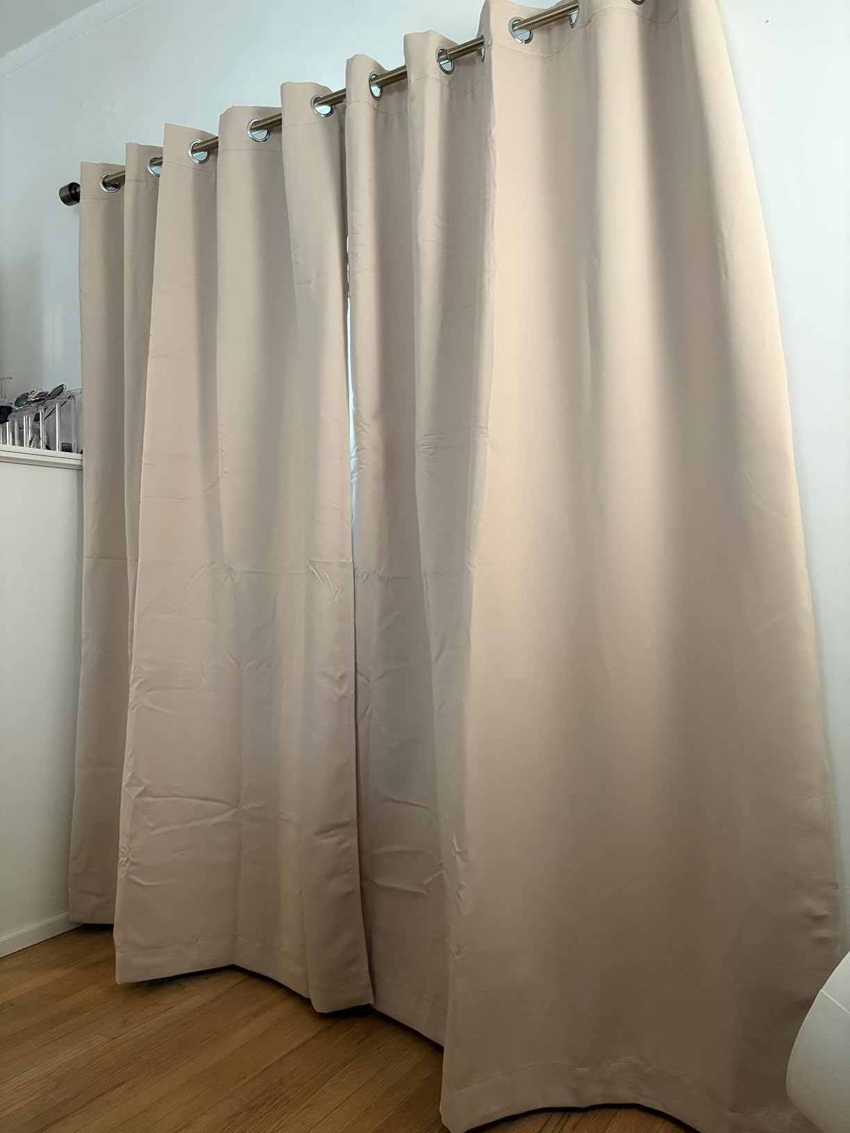 RYB HOME 4 in 1 Set Dust Filter - Soundproof - Blackout - Insulating, Energy Efficiency Linen Curtains for Kids Bedroom Living Room Divider Apartment Hotel Office Theatre, Taupe, W 52 x L 84, 2 Pcs customer photo 1