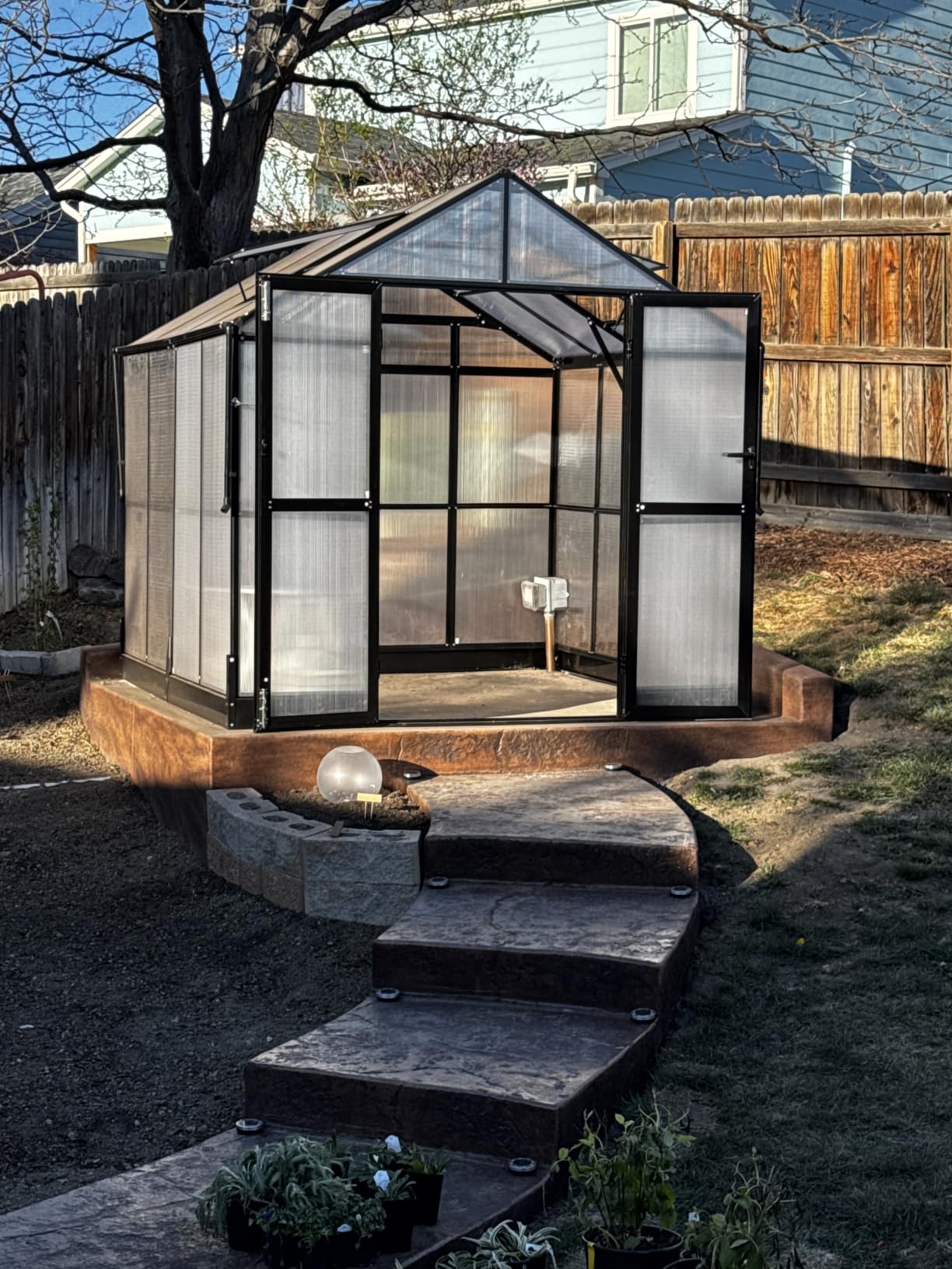HOWE 8x10x7.5 FT Polycarbonate Greenhouse Double Swing Doors 2 Vents 5.2FT Added Wall Height, Walk-in Large Aluminum Sunroom Winter Greenhouse for Outdoors, Black customer photo 2